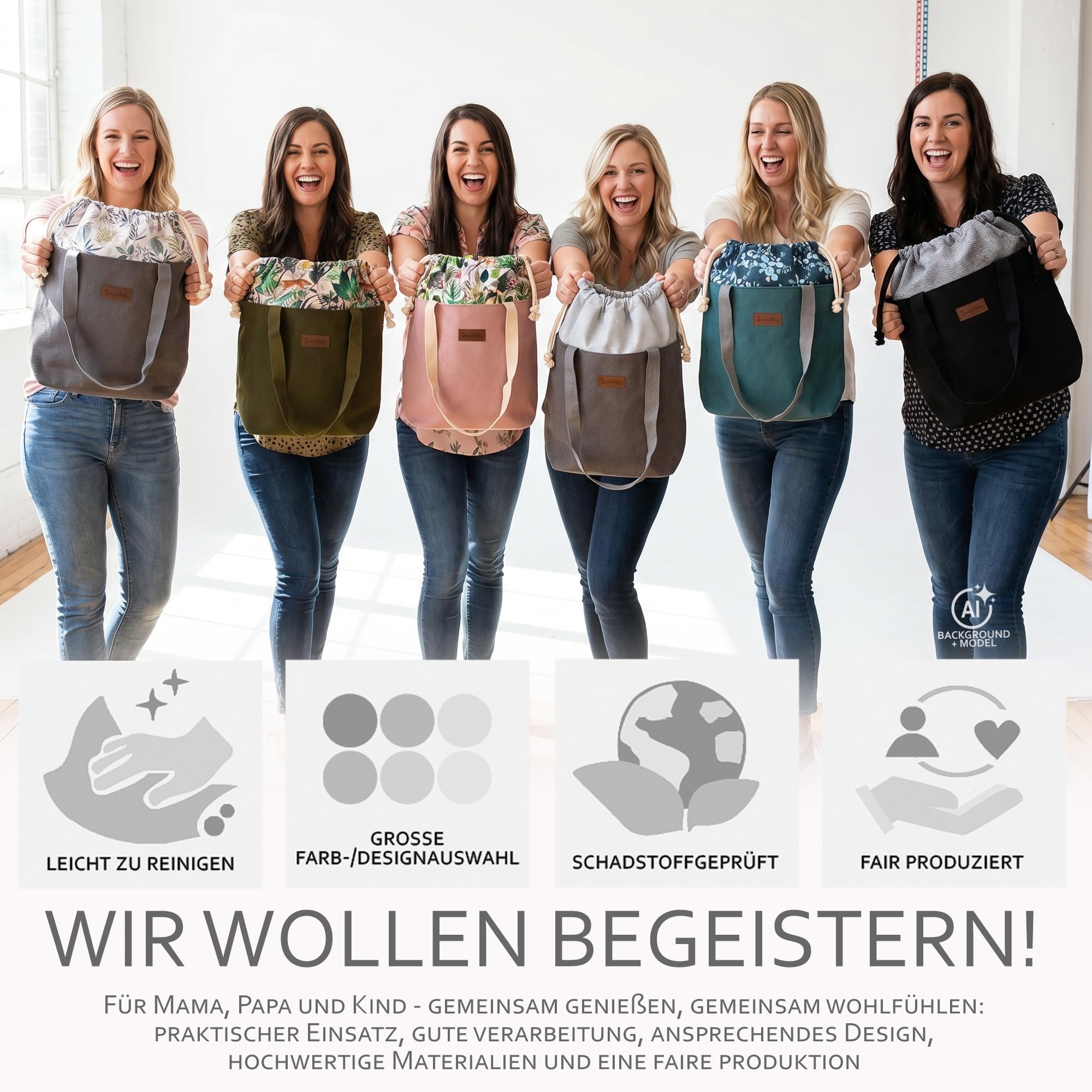 BambiniWelt by Rafael K. Torba do wózka dziecięcego – duża torba do przewijania z zapięciem na sznurek i paskiem na ramię, wysokiej jakości torba do wózka dziecięcego z ekologiczną skórą z wkładką z