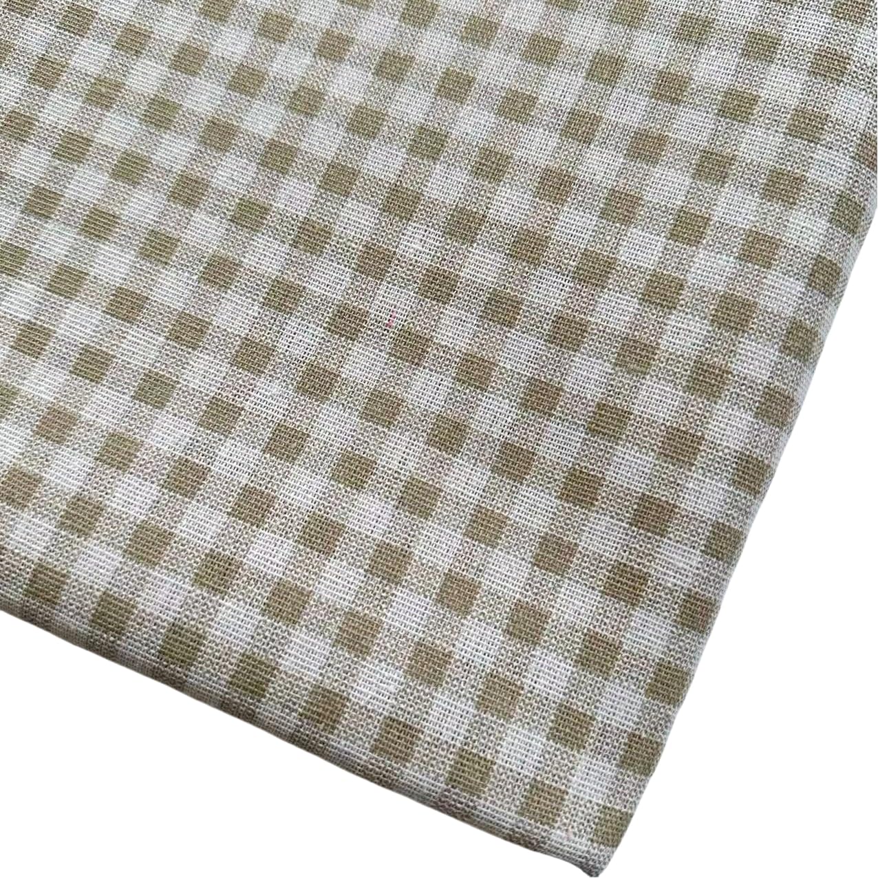 Tkanina w kratkę, bawełna i len, 4 m x 150 cm, towar sprzedawany na metry, materiał do szycia, do majsterkowania, rzemiosła, zasłon, obrusów, poszewek na poduszki, ubrań, jasna kawa