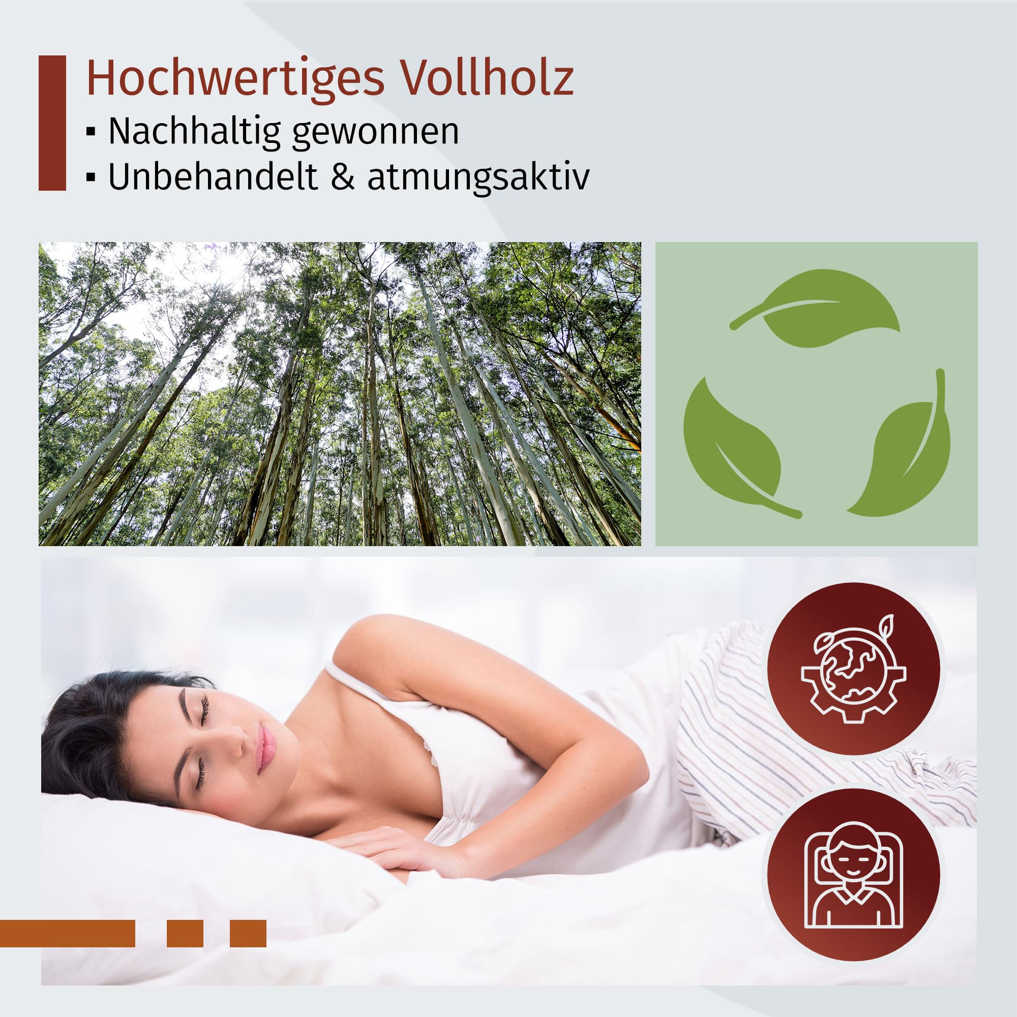Premium Rollrost Passend für 100x200 cm große Betten | Ohne Montage & absolut rutschsicher | Belastbar bis 300 kg | Made in Germany | Roll-Lattenrost Vollholz | 10 Jahre Garantie