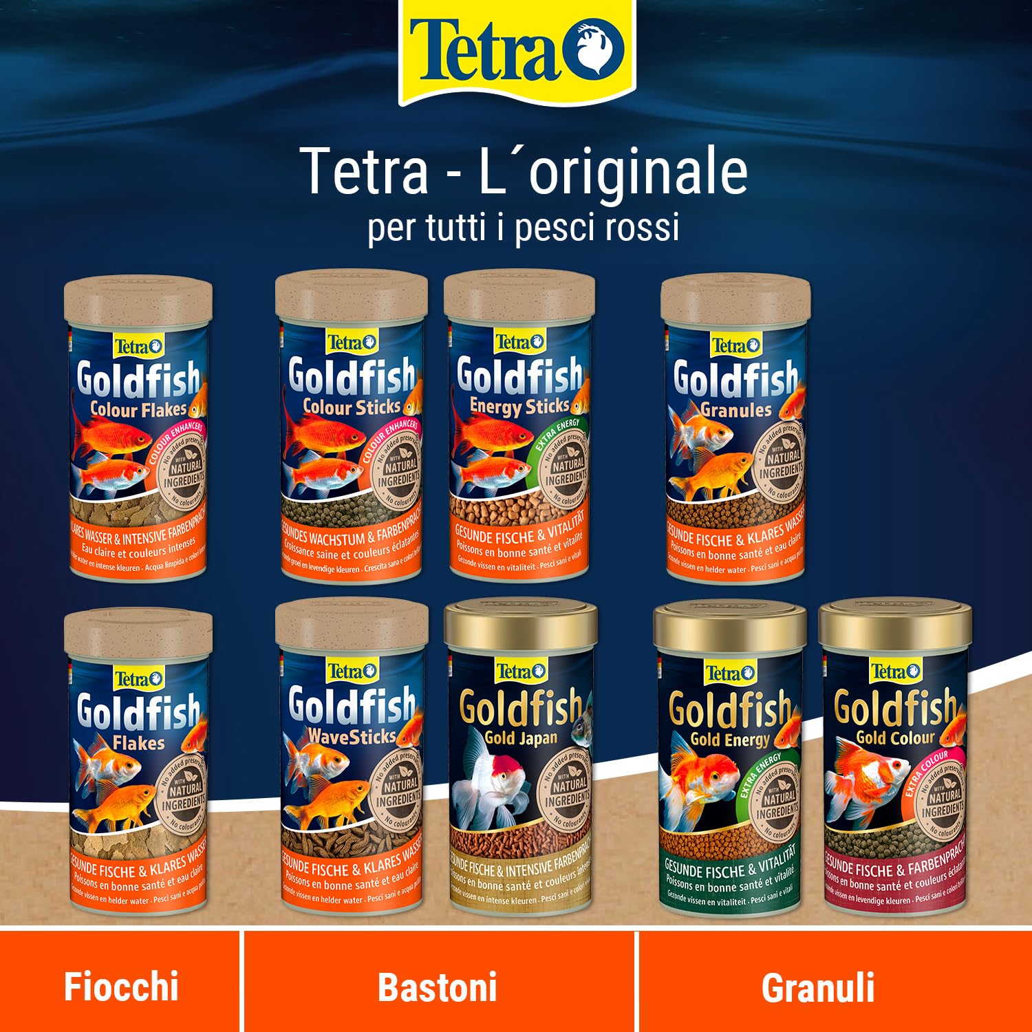 Tetra Goldfish Gold Colour - Mangime granulare premium per pesci rossi e altri pesci d'acqua fredda, lattina da 250 ml