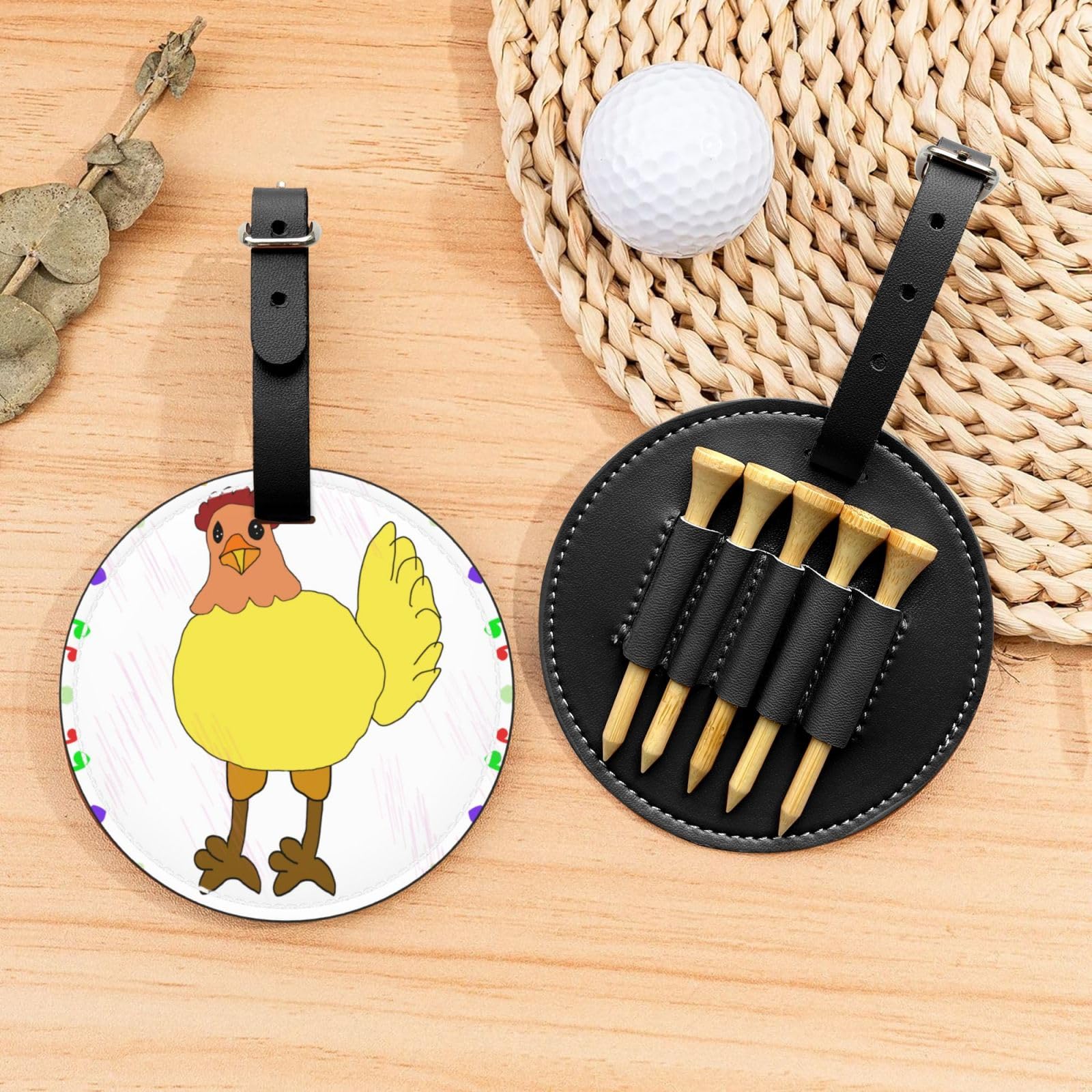 singing hen Black Printed golf tee storage bag - portable design, easy to organize tee