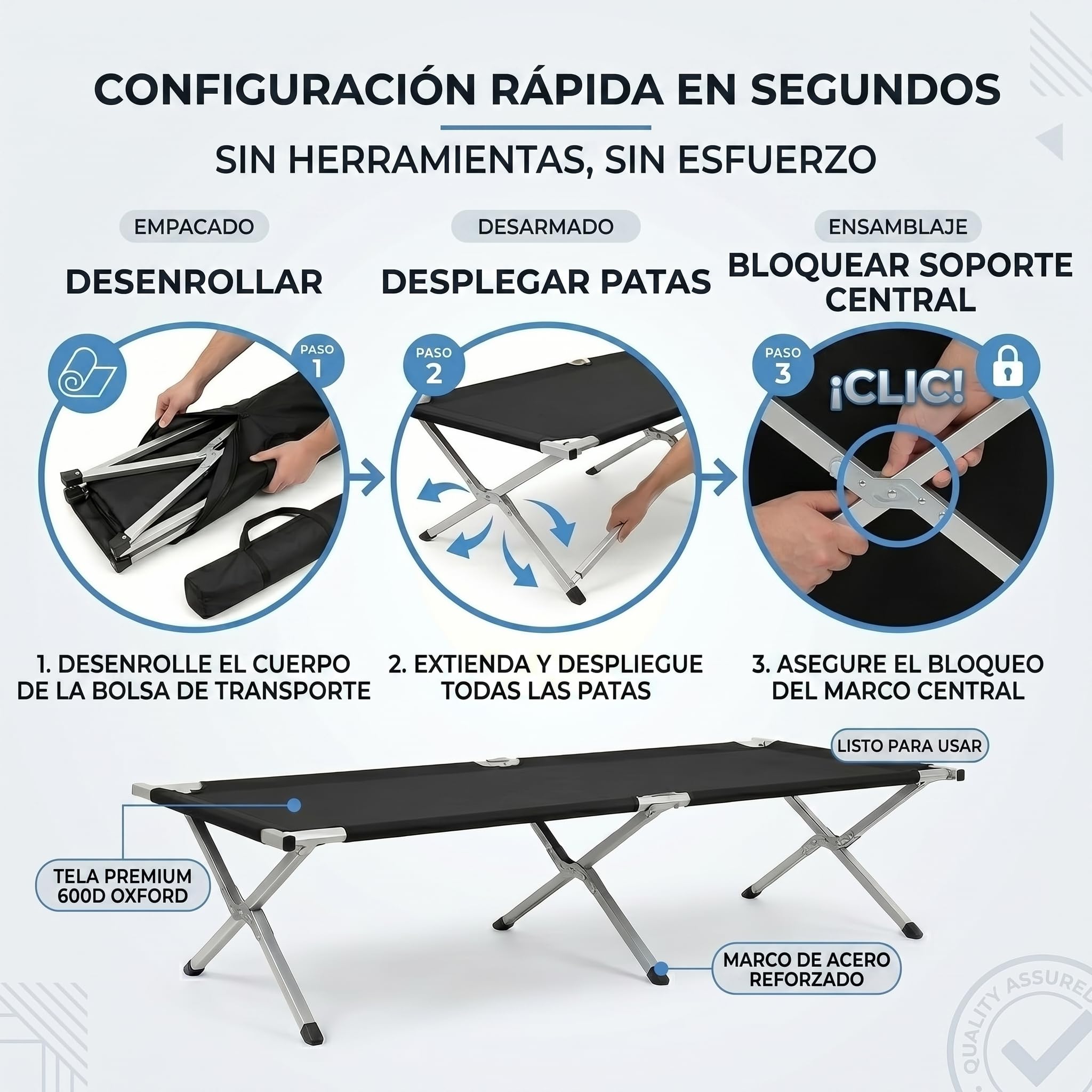 Cama Plegable de Aluminio para el ejército - Cama de Camping Plegable y Cama para Invitados