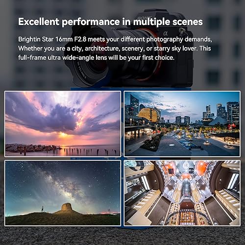 Miniatura 4 de Brightin Star Lente de cámara sin espejo de enfoque manual ultra gran angular de 0.630 in F2.8, apto para Sony ZV-E10, A7IV, A6400, A7II, A7SIII,