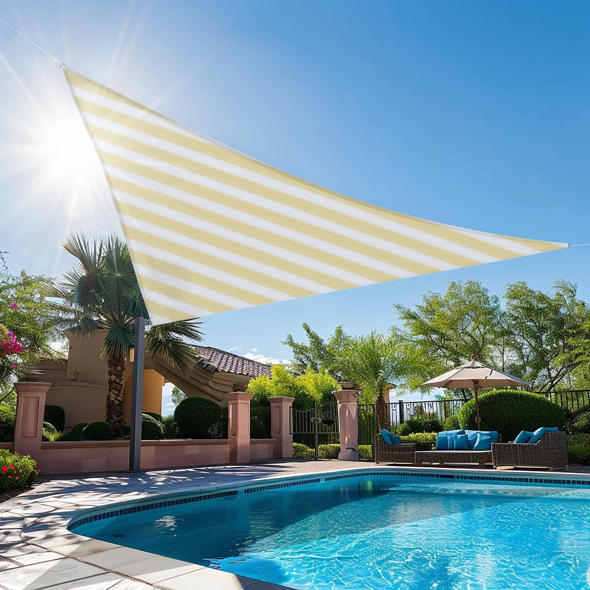 ECOOPTS 17'x26'x31' HDPE Sun Shade Sail Right Triangle Canopy Shades for Outdoor Patio Pergola Cover Blockage 95% UV Resistant(Beige White)