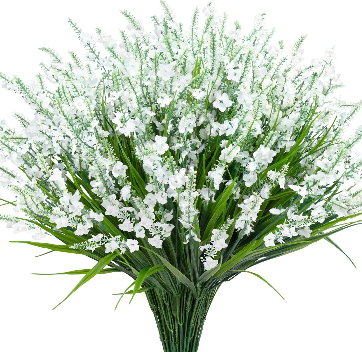 20 Bundles Artificial Lavender Flowers for Outdoors Fake Silk Flowers Faux Plants UV Resistant for Indoor Outside Spring Porch Garden Window Table Box Office Home Decorations, Deep Purple