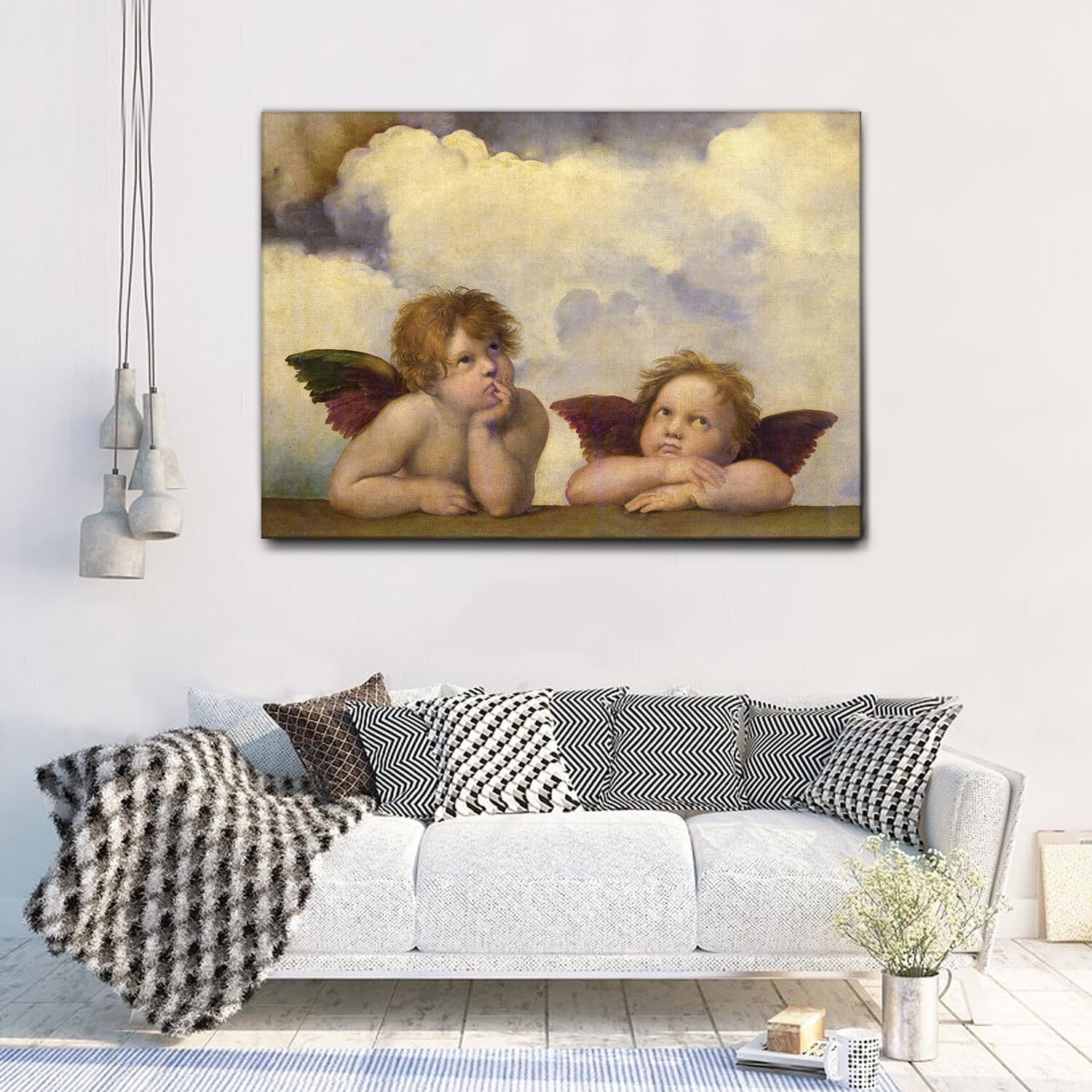 Giallobus - Gemälde - Raffaello Sanzio - Kleine Engel - Leinwand - 140x100 - Bereit zum Aufhängen - Moderne Gemälde für zu Hause