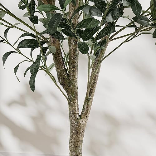 Miniatura 7 de EnHomee Árbol de olivo de 7.2 pies, olivo sintético alto con hojas realistas y frutas realistas, olivo artificial, plantas artificiales casi
