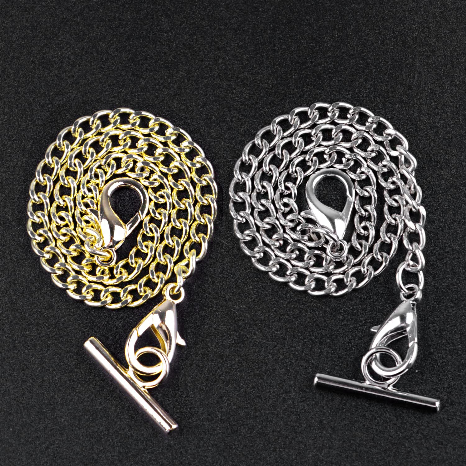 Chaîne de montre de poche Albert en forme de T antique à suspendre 35,6 cm