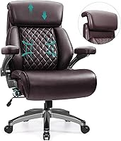 Vista 10 de Silla de oficina grande y alta de 500 libras, silla de escritorio ejecutiva de piel sintética resistente con asiento ancho, soporte lumbar Negro