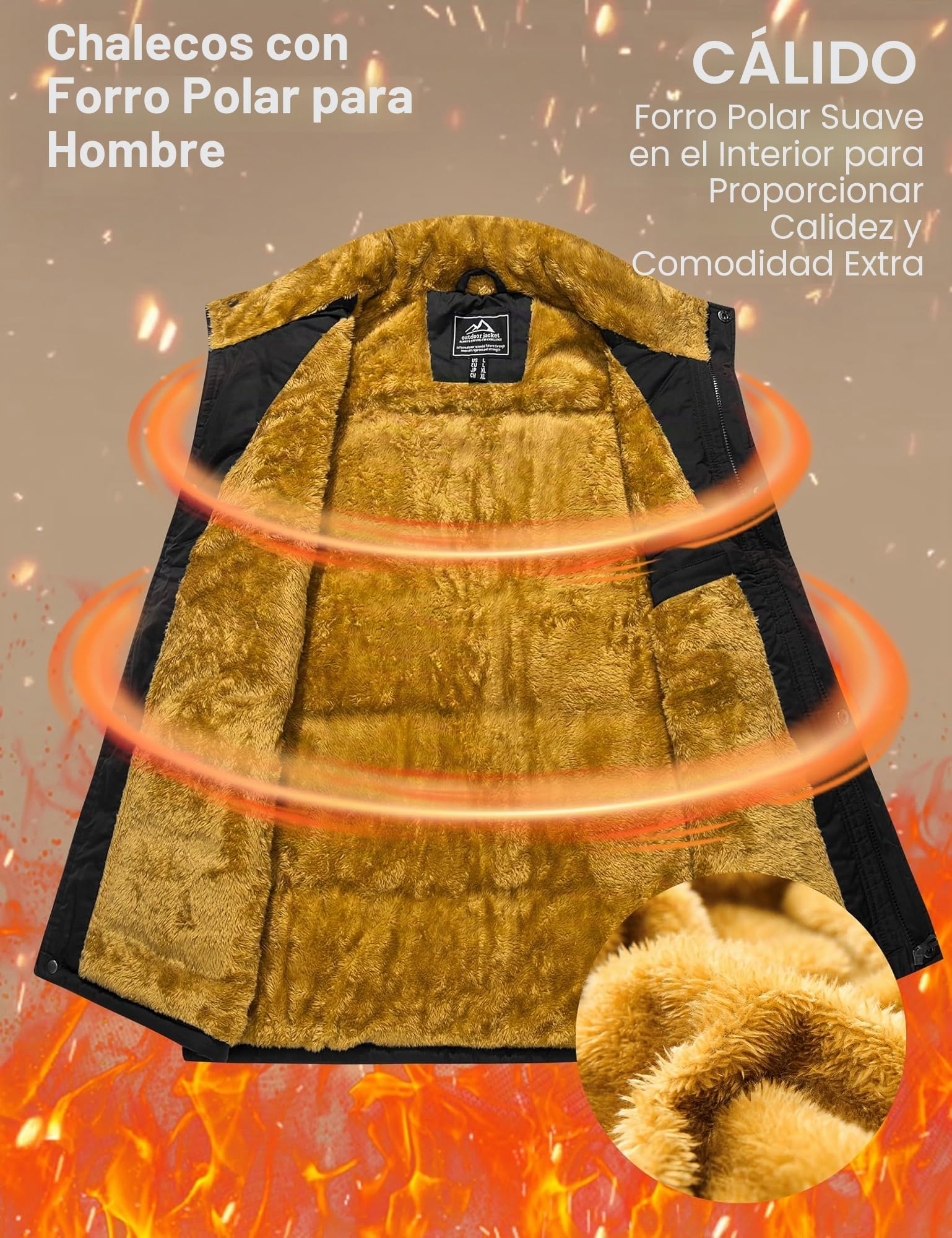 MAGCOMSEN Chaleco de invierno para hombre, con forro polar, para el tiempo libre, sin mangas, térmico, cuello alto, con múltiples bolsillos
