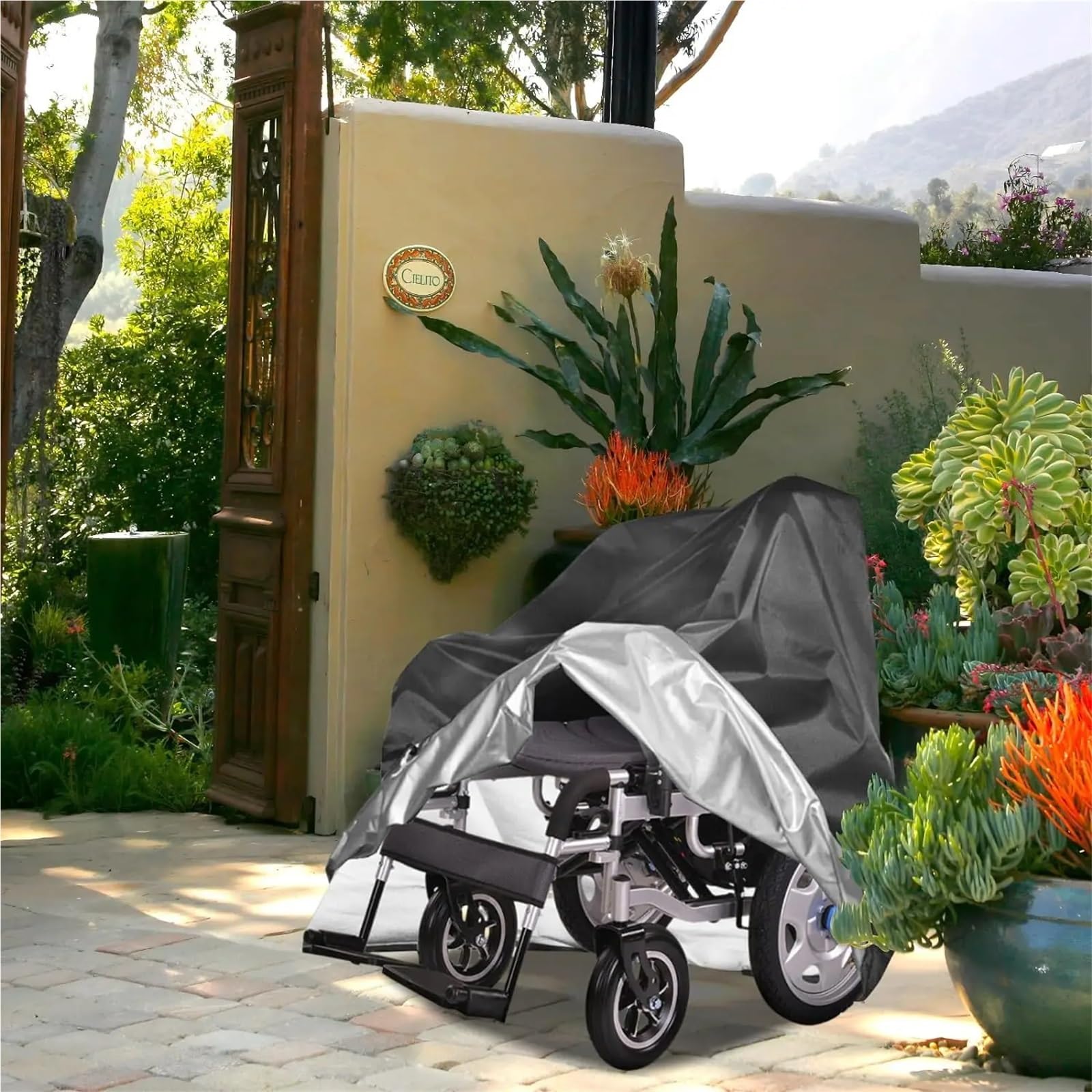 Funda para silla de ruedas y scooter, protector al aire libre contra el polvo, la lluvia y el sol para andador de movilidad (75 x 100 x 100 cm)