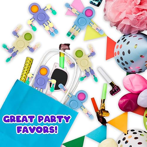 Miniatura 7 de ArtCreativity 3 en 1 Robot Pop It Fidget Toys  Juego de 12 robots Fidget Toys  Juguetes Fidget a granel para juegos sensoriales  Funciona como