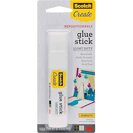 Scotch® 0.49 oz Repositionable Glue Stick (6314-CFT) - Acid Free, Non-Toxic