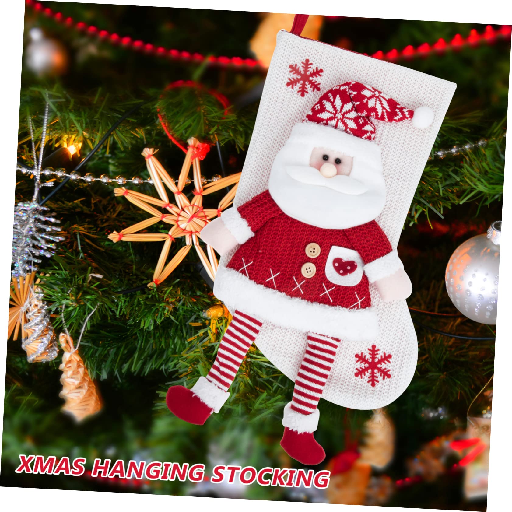TOPBATHY 2 Pz Calzini di Caramelle Natalizie Decorazioni Natalizie Calze Natalizie Personalizzate Calza Appesa di Natale Calze di Babbo Natale Calza di Natale Tessuto a Maglia