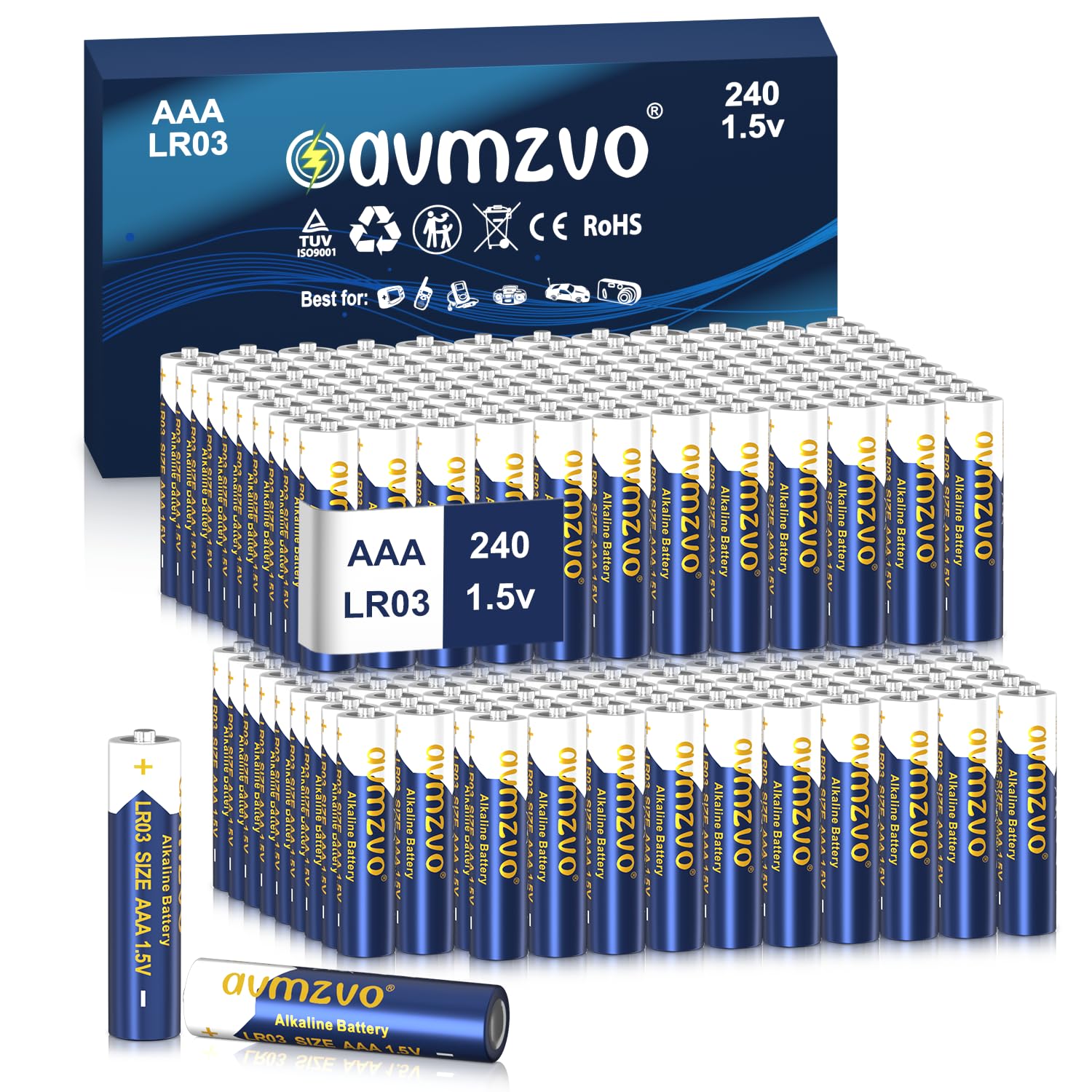 Baterie AAA, 240 sztuk, LR03 1,5 V, alkaliczne, trwałe, wydajne, mogą być używane do zabawek, budzików i innych urządzeń elektronicznych