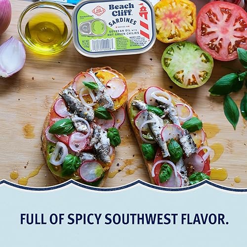 Vista 40 de Beach Cliff Wild Caught Sardines in Louisiana Hot Sauce, lata de 3.75 onzas (paquete de 12) – 0.49 oz de proteína por porción, sin gluten, apto