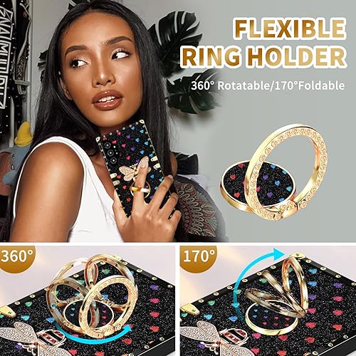 Miniatura 3 de Loheckle Funda para Samsung Galaxy Note 20 Ultra de 6.9 pulgadas para Samsung Galaxy Note 20 Ultra con soporte de anillo y cordón, diseño floral de