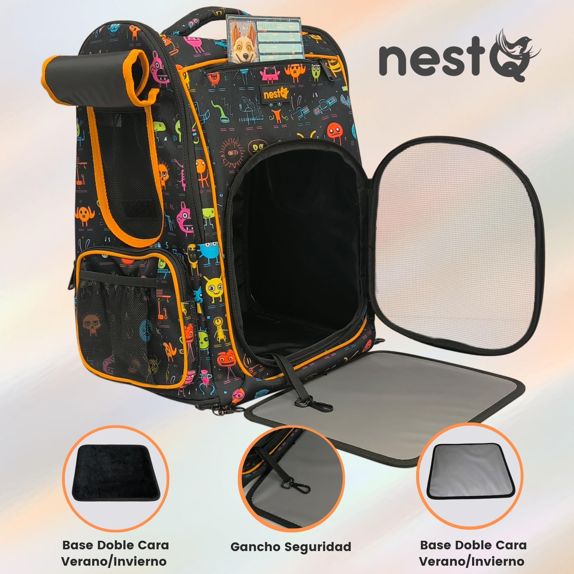 Mochila Transportín Perros Gatos 5kg Extraterrestres 45x35x30 | hasta 5 kg, 45x35x30, para gatos/perros