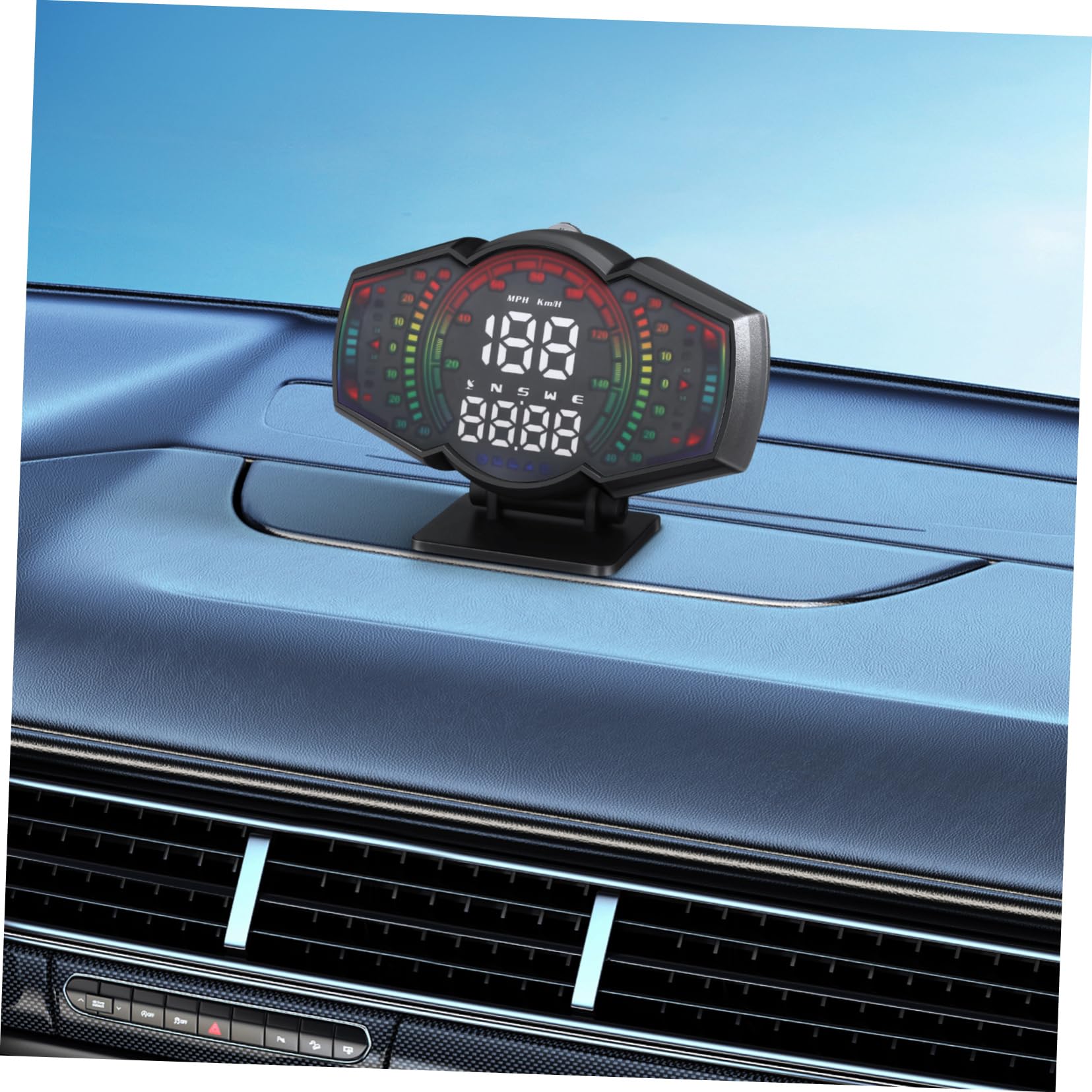 PLAFOPE Display Head-up per Auto con Gps Monitor di Velocità Digitale e Inclinometro in Abs+pc per Guida Sicura in Città e Viaggi Lunghi con Visualizzazione Velocità