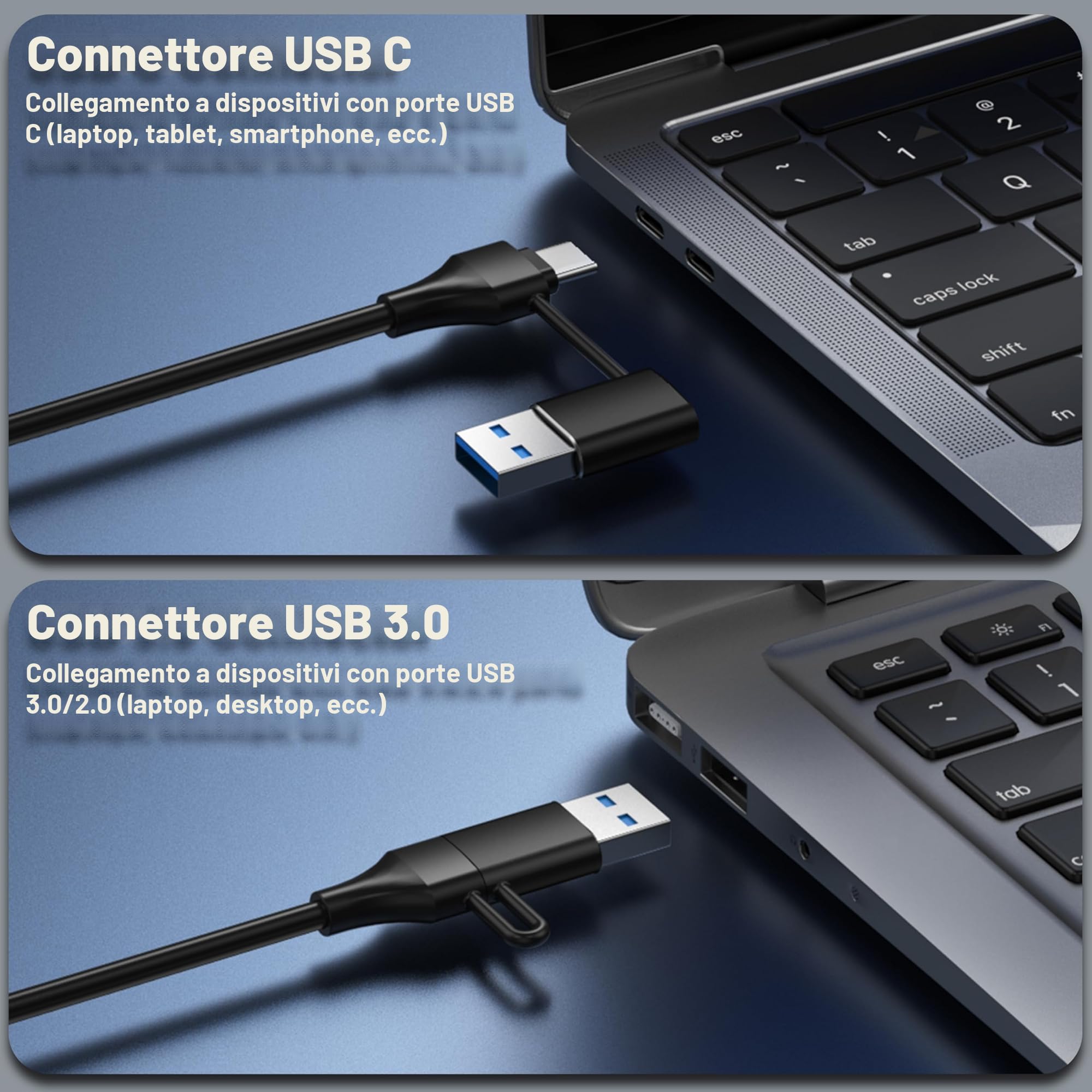 Hub USB 3.0 Alimentato, USB 3.0 / USB C a 10 Porte in Alluminio Trasmissione Dati 5Gbps, con Interruttore Indipendente LED, Adattatore di Alimentazione 12V/3A, 2-in-1 Cavo Dati(TCC-T310U)