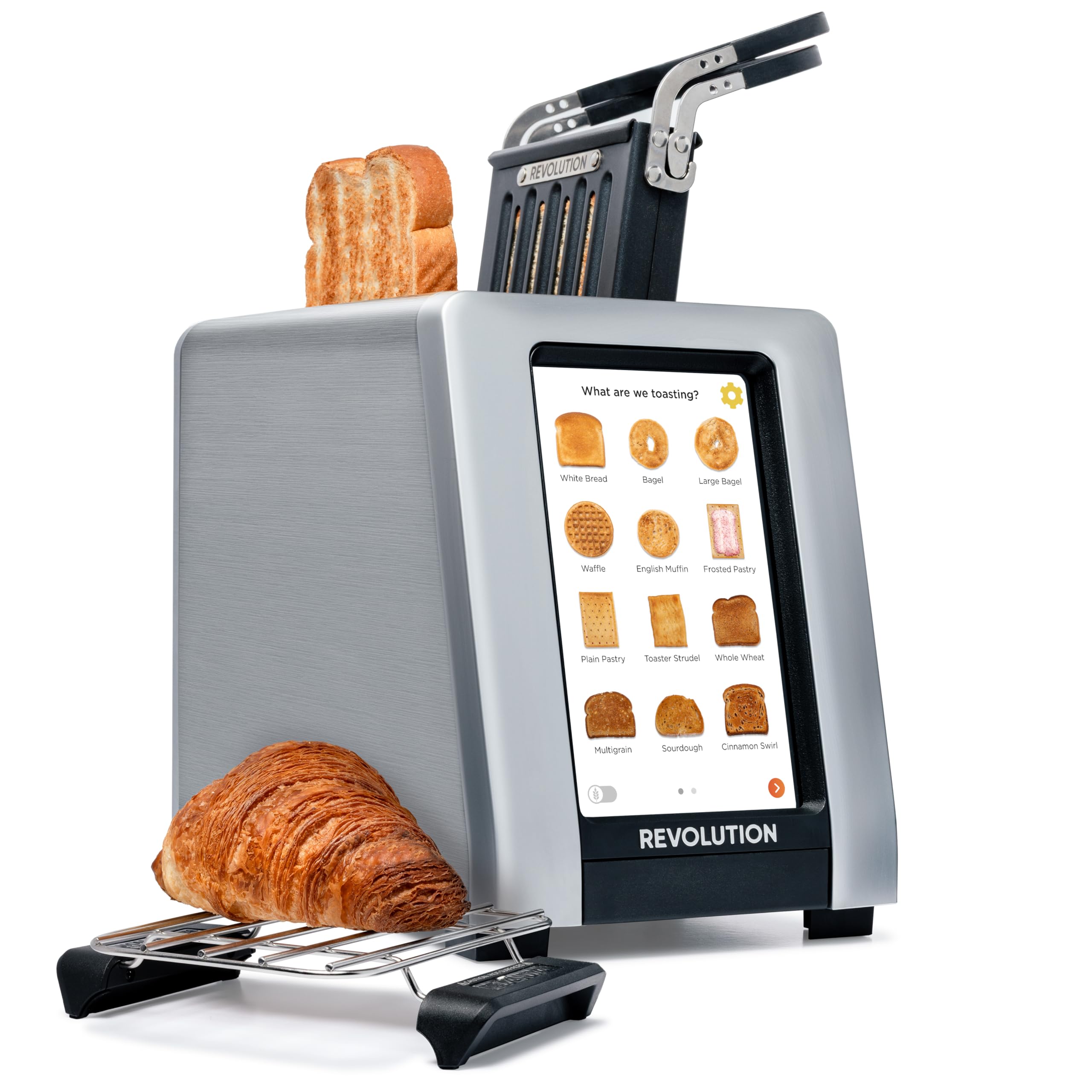 Revolution R180 Connect Plus Smart Toaster with Touchscreen (Bundle with Toastie Press & Warming Rack) Choose from 40+ Bread Types, 7 Browning Levels, & Toastie Press Mode