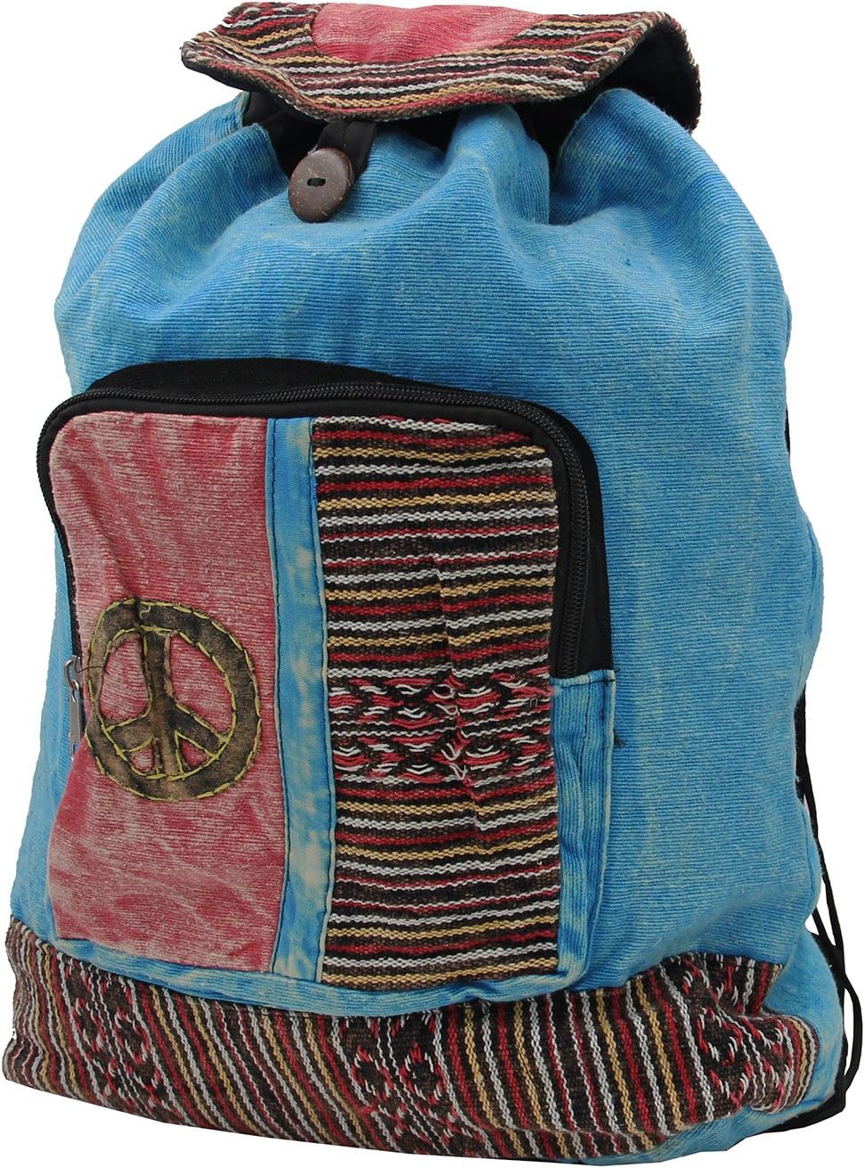 DharmaObjects Hippie Bohemian Raw Cotton Handmade Backpack (Turquoise)