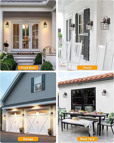 Miniatura 9 de VIANIS Paquete de 2 luces para exteriores con sensor de movimiento, luces de pared de bronce aceitado del atardecer al amanecer, 100% de aluminio,