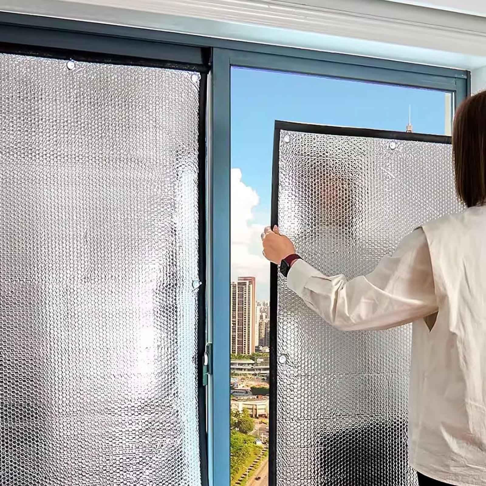 Loyuivor Black Sun Protection Window Film,Aluminium Insulation Foil,With Suction Cup,100% Out Window Cover,Window Heat Reflector,For Home Office Garage Sunroom,Can Be Customized，60X100cm/23.6X39.4in(,75X75