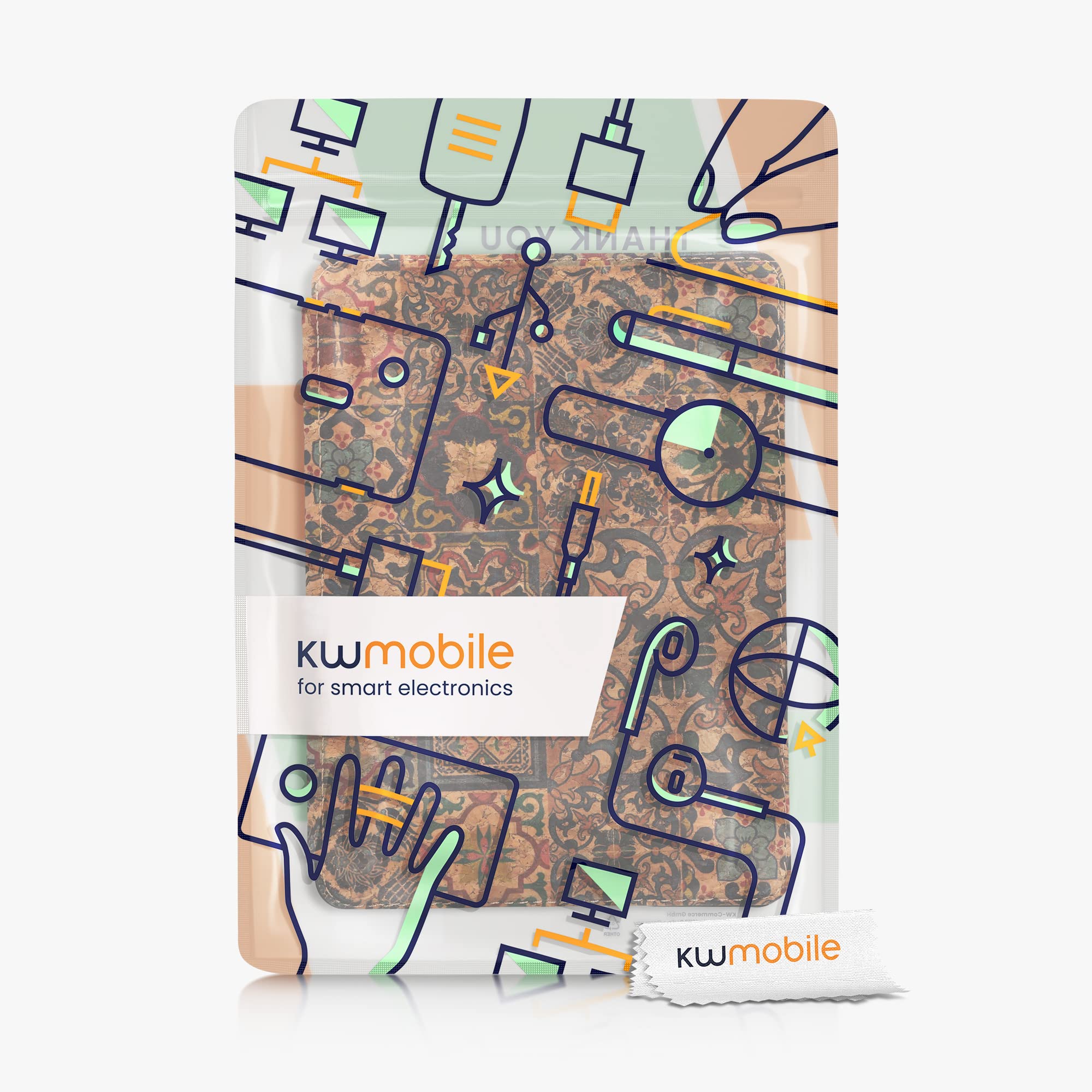 kwmobile Funda Compatible con Amazon Kindle Paperwhite 11. Generation 2021 - Carcasa para e-Book de Corcho - Case Azulejos
