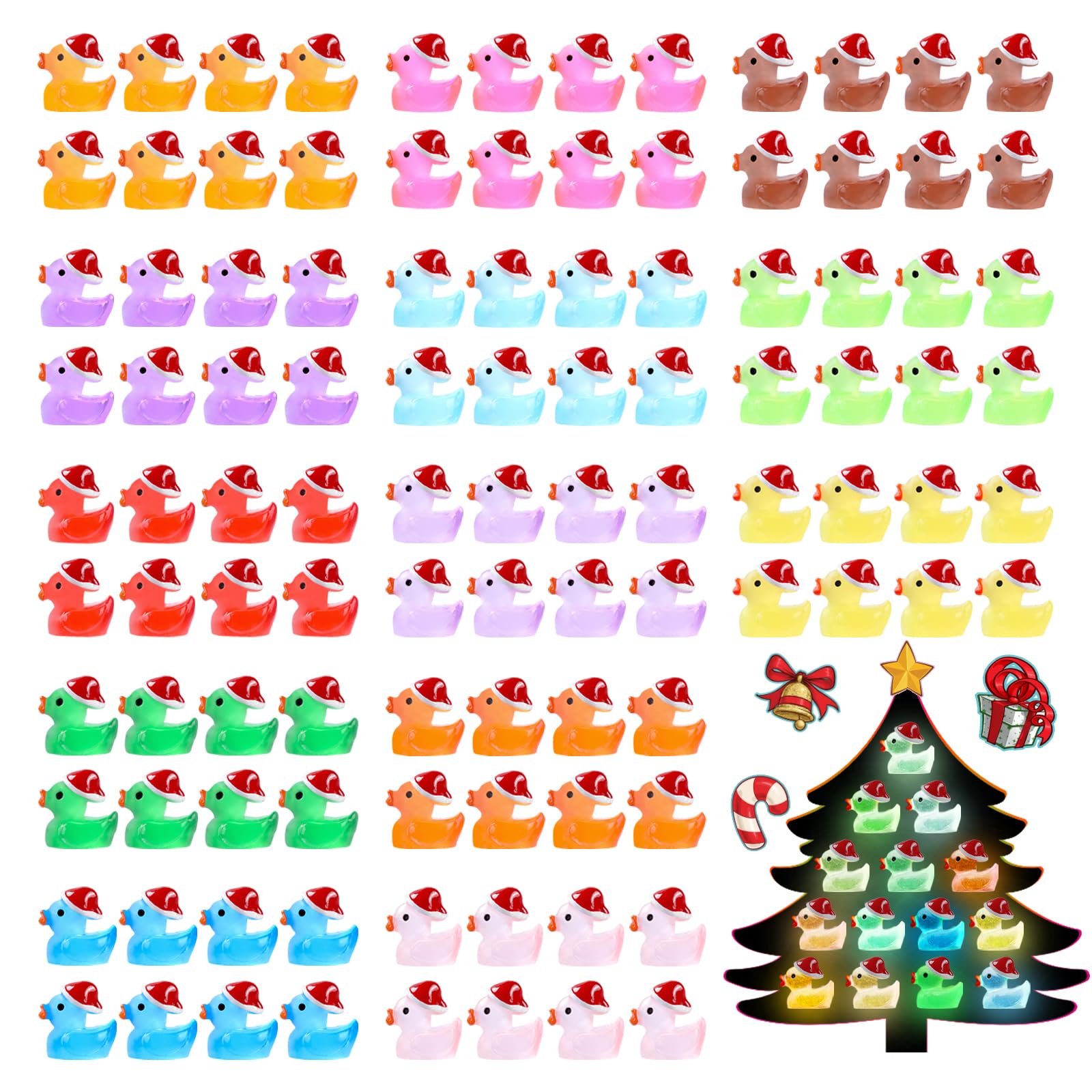 JOLCEEY 100pcs Christmas Mini Ducks