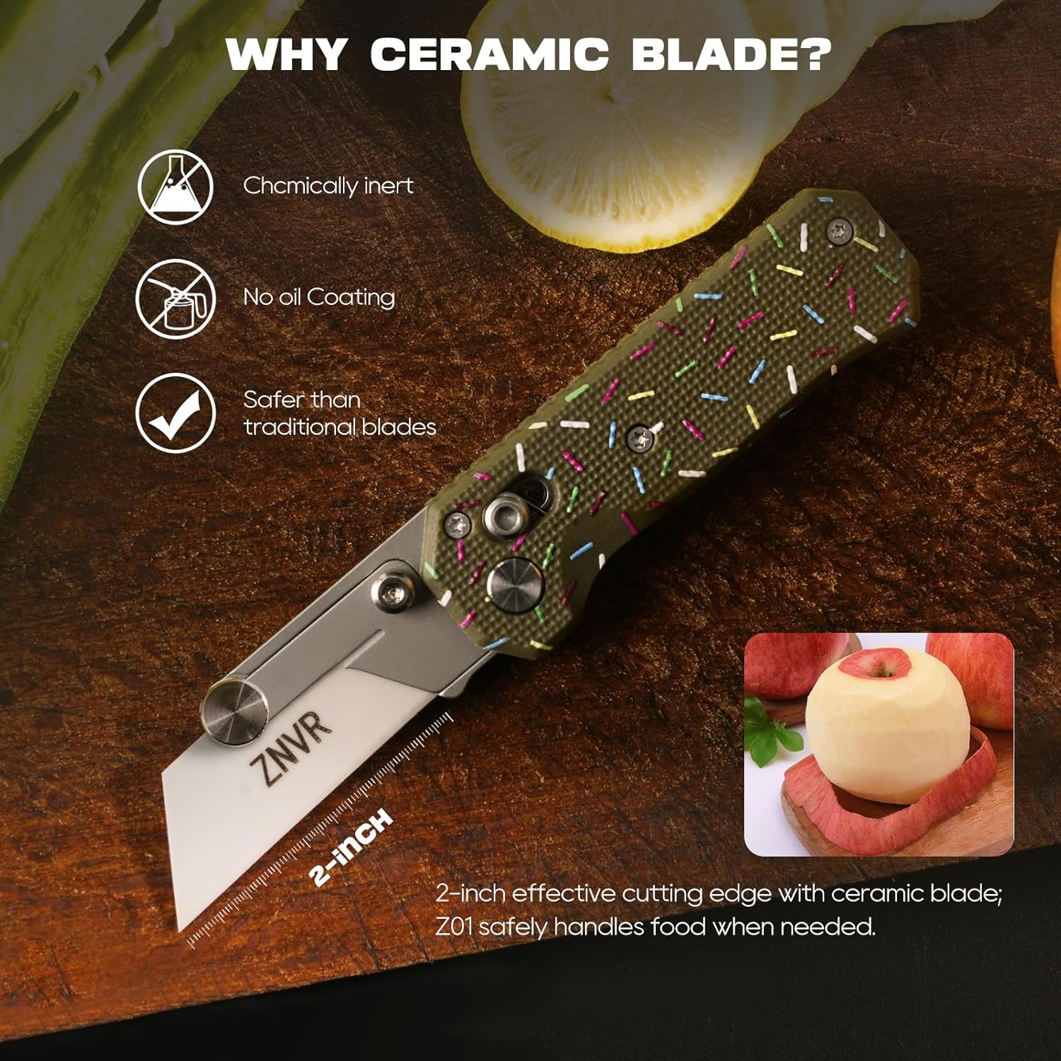 Z01 Pocket Folding Utility Knife with Ceramic Blade, Ergonomic & Lightweight Design G10 Handle Box Cutter with pocket clip, safety Lock Pocket Knife for home, Office, Factory，camping