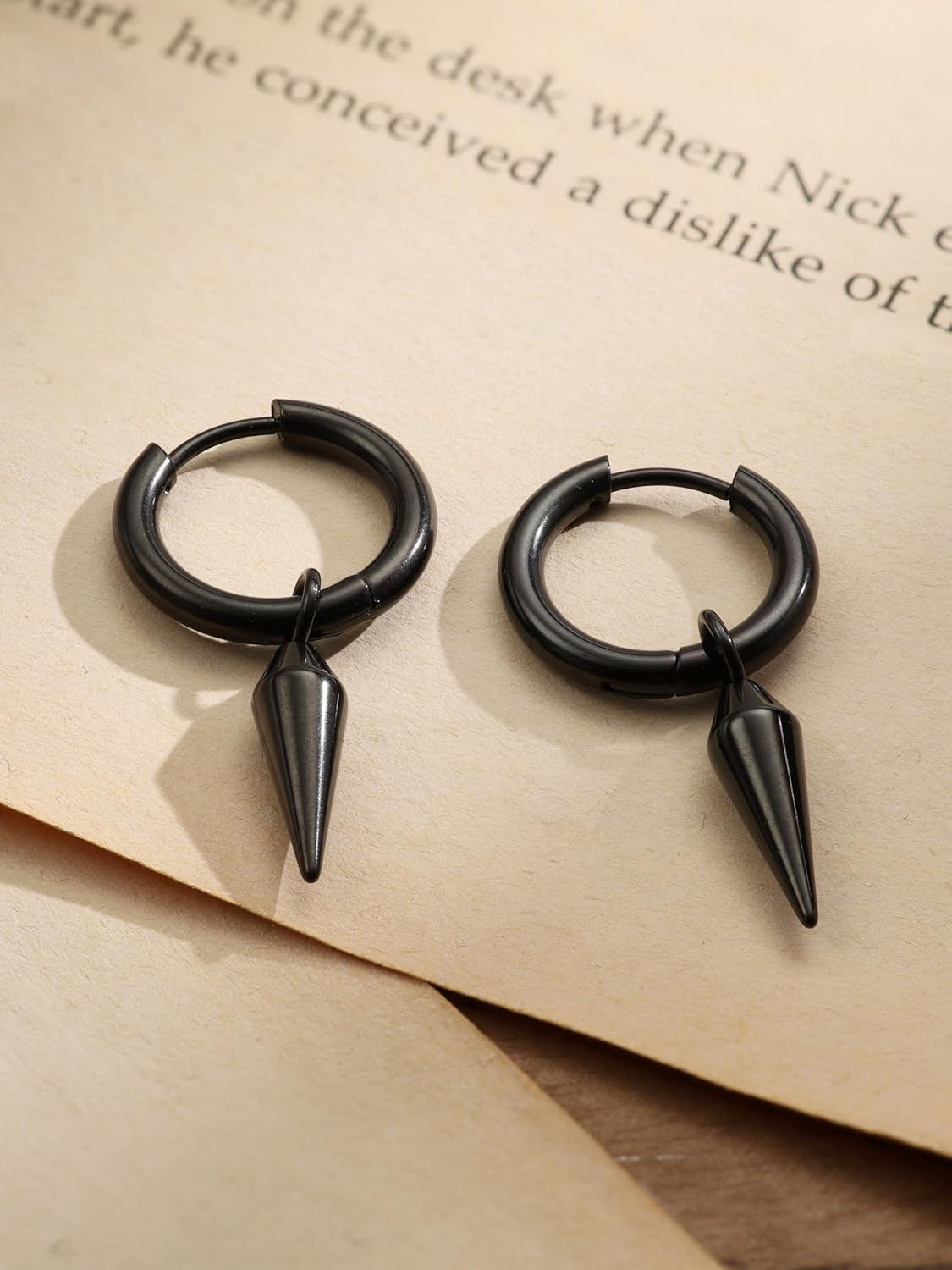 Sacina Black Spike Earrings, Hoop Gothic Punk Emo Grunge Earrings, Christmas Jewelry Gift For Women - Image 6