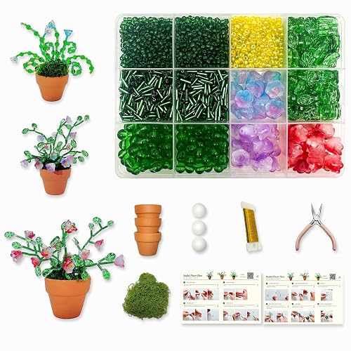 Juan's Moment Green Glass Beaded Plant Kit, Bead Craft Kit