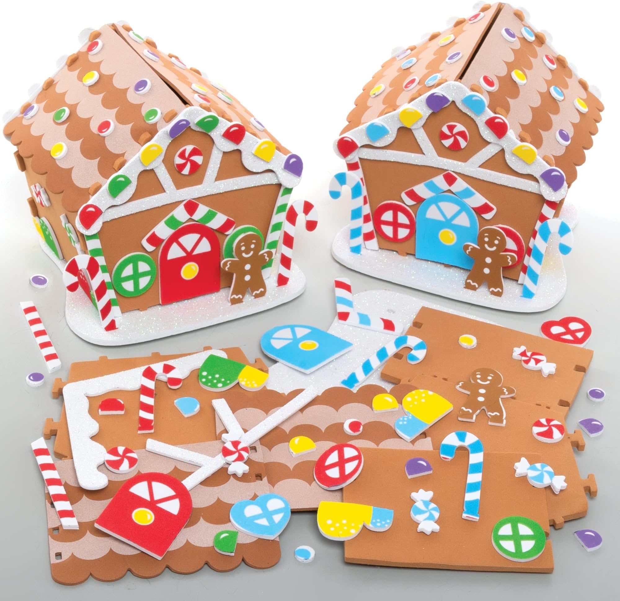 Baker Ross FE937 Kits de Manualidades de Casita de Jengibre - Paquete de 10, Manualidades Navideñas para Niños, Proyecto de Manualidades y Artes Creativas para Niños