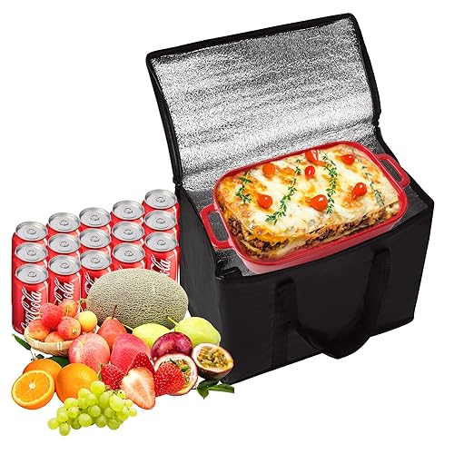 Miniatura 3 de Paquete de 20 bolsas de compras aisladas XL grandes para comestibles doradas reutilizables cremallera térmica plegables bolsas refrigeradores