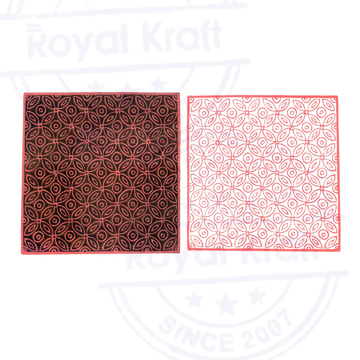 Bloc D'impression Géométrique Royal Kraft – 15,2 Cm Carré, Bois – Pour Tissu, Papier, Poterie – Cadeau Créatif
