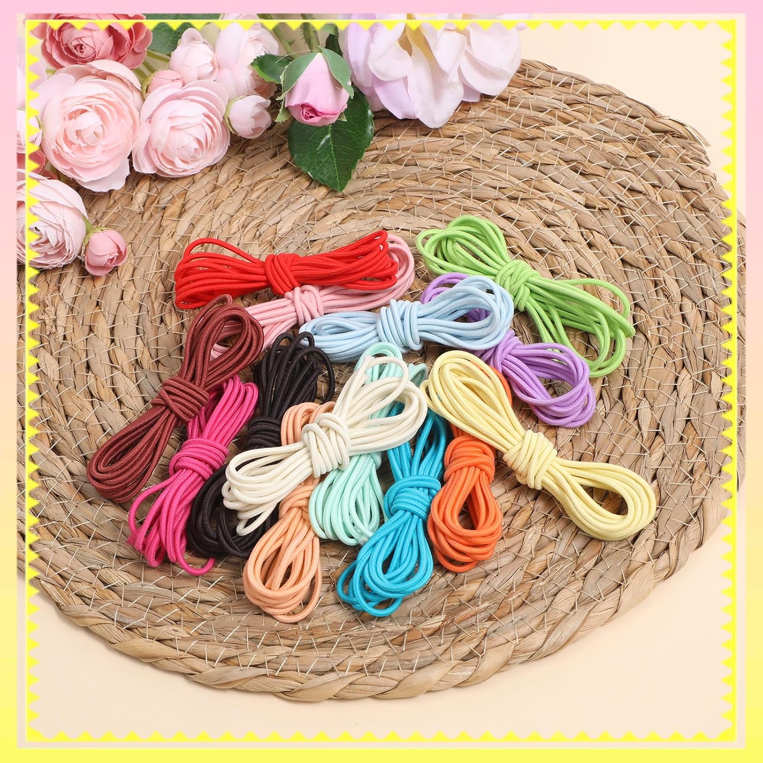 33 Yards 2mm Elastic Cord, Elastic Cord for Iournals Bracelet String Rubber Rope Multicolor Beading Elastics Cords for Bracelet, Beading, Jewelry Making, Journals（15 Colors）