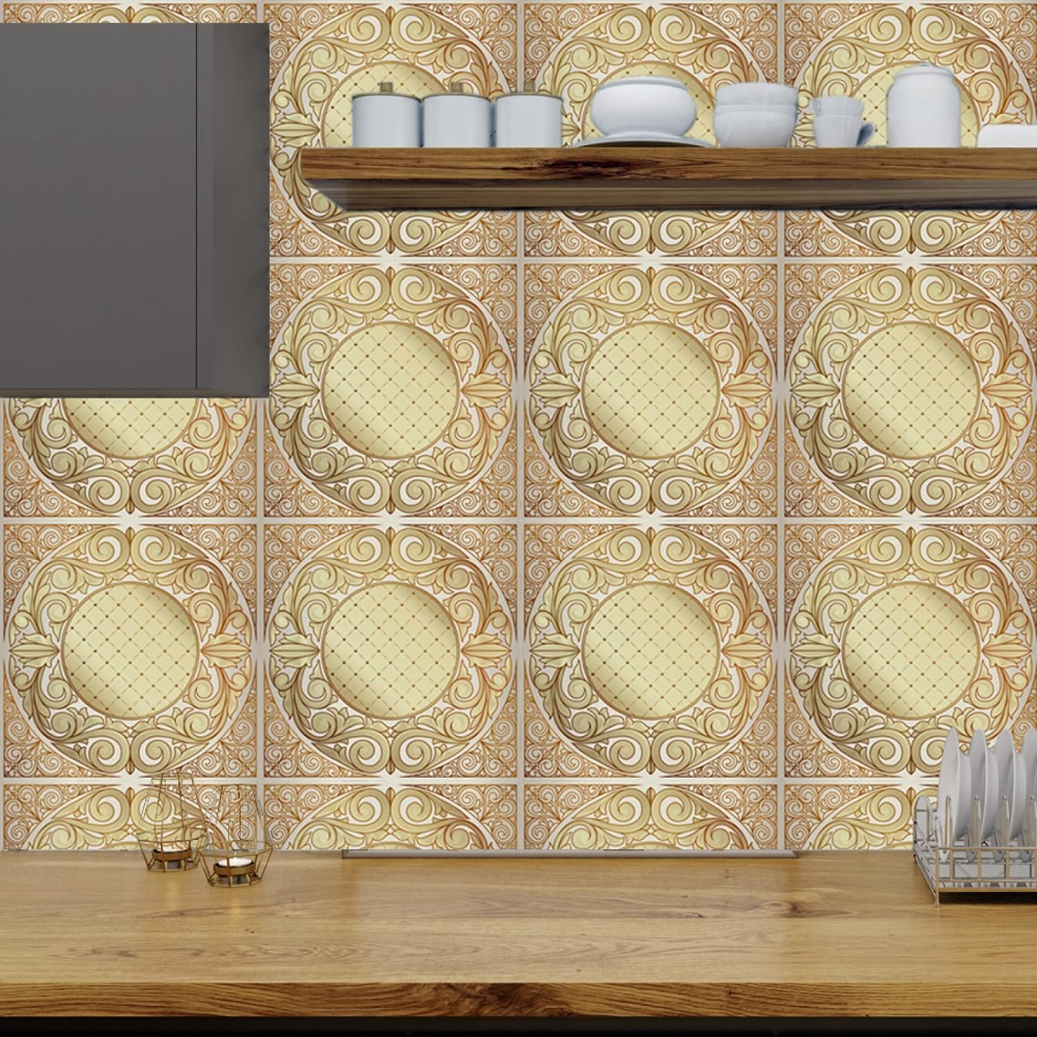 Carreaux résistants à l'huile et à l'eau pour rénover un mur de cuisine abîmé sans travaux