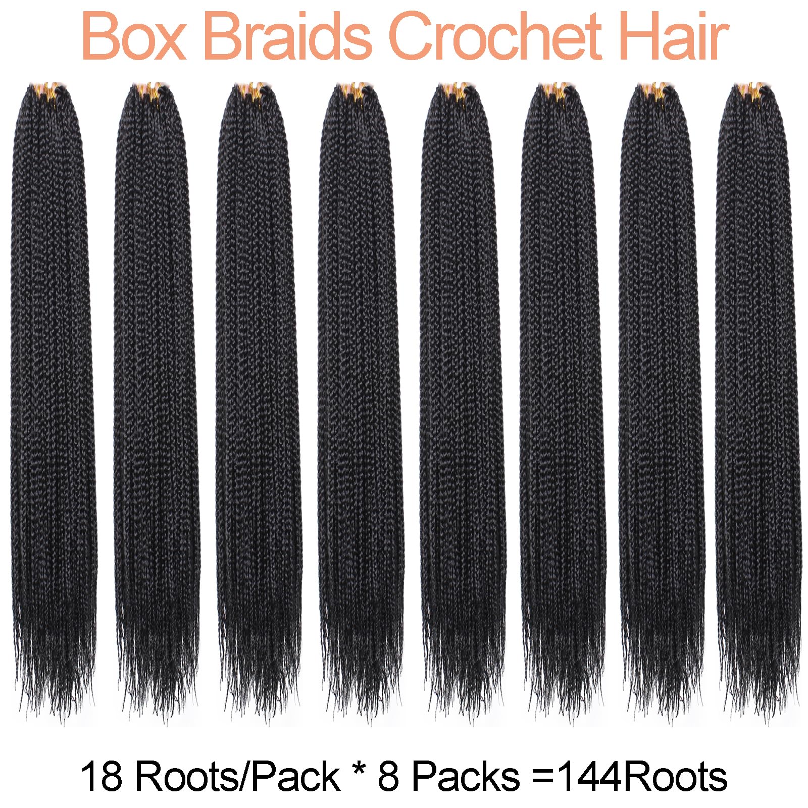 Xtrend 14 Inch 8 Packs Box Braids Crochet Hair 144 Strands Pre-looped Knotless Medium Box Braids 3X Bohemian Braiding Hair Extensions Synthetic Crochet Hair - Image 4