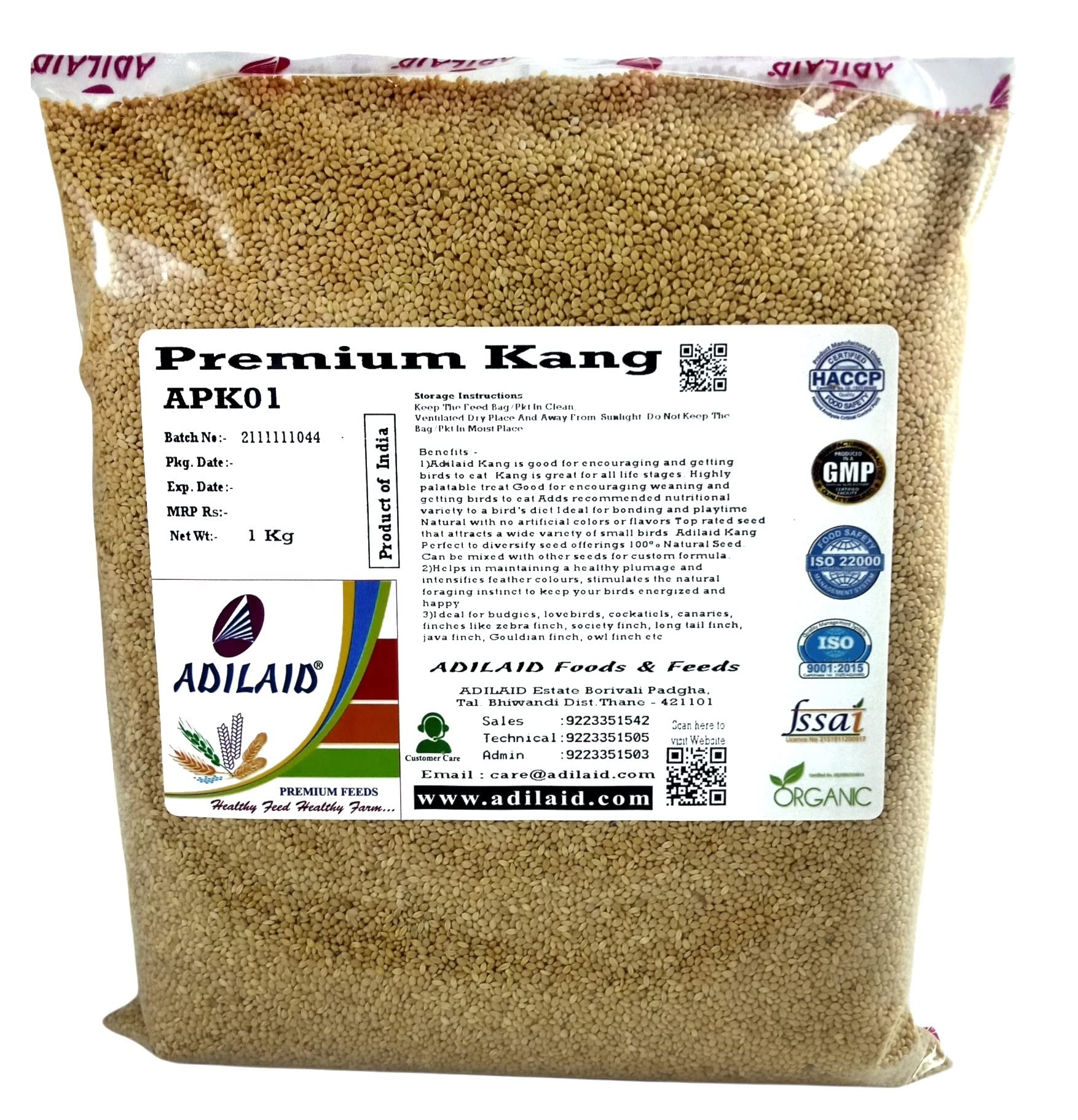 ADILAID Premium Kang Seed for Birds (14.5 Kg) (B08NJZYR3R) Amazon Price History, Amazon Price Tracker