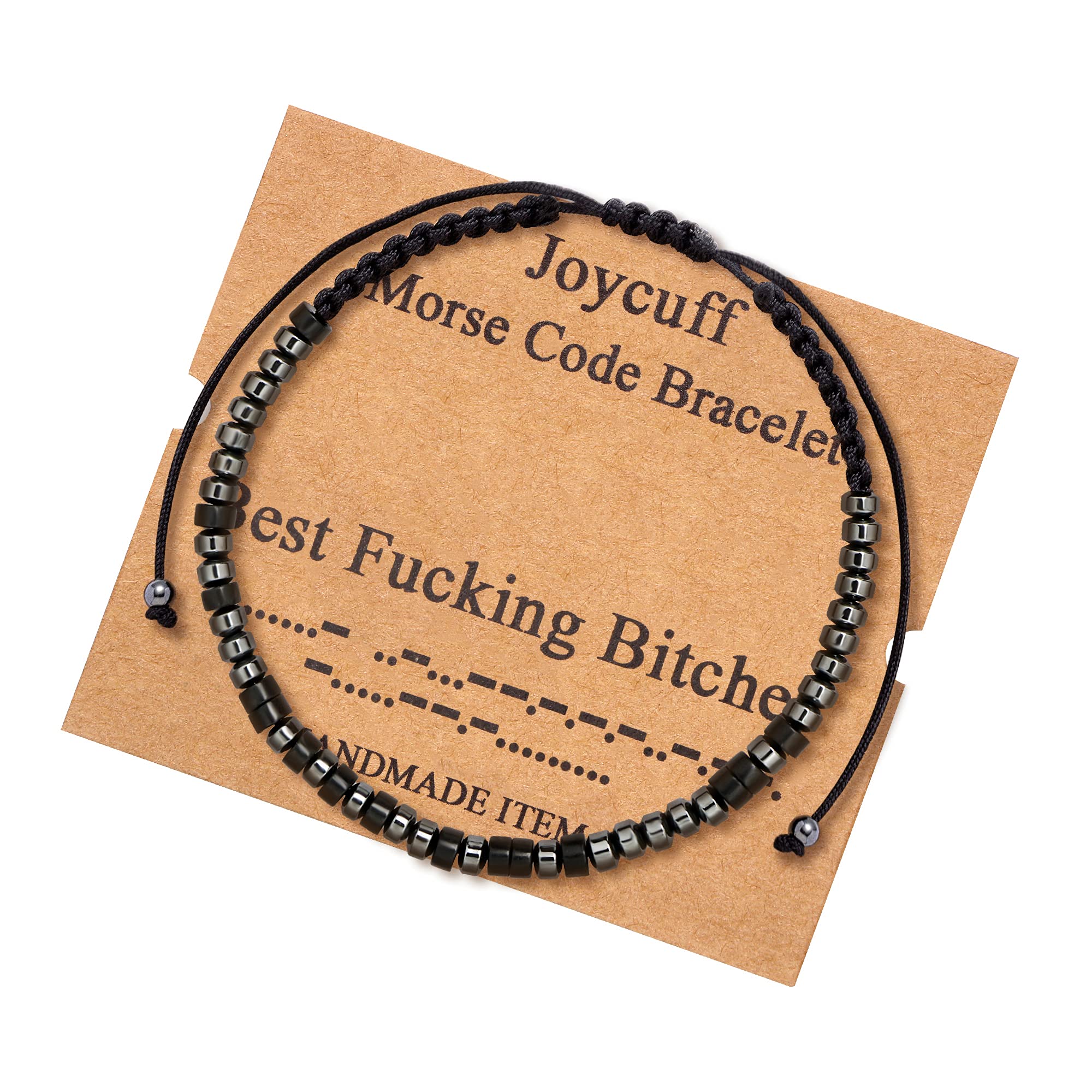 JoycuFF Funny Morse Code for Women Inspirational Christmas Birthday Handmade Weave Secret Message Gifts for Girlfriends Boyfriends Sister Best Friend Jewelry for Women