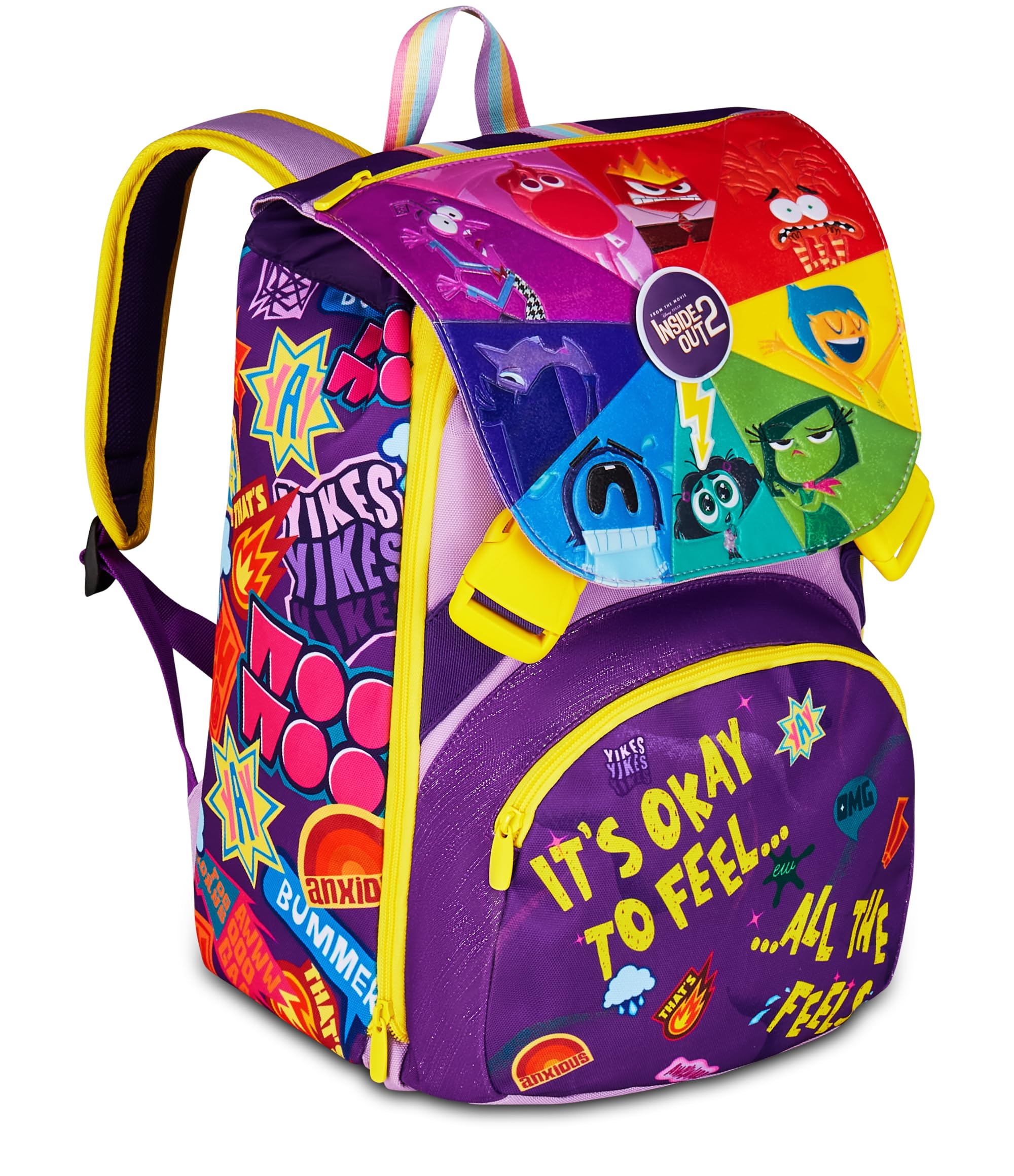Seven Inside Out 2 Double Compartment Expandable Backpack, Purple, Maxi Capacity, Preformed Backrest, Elementary and Middle School Backpack, Girl and Girl, purple, Taglia unica, modern