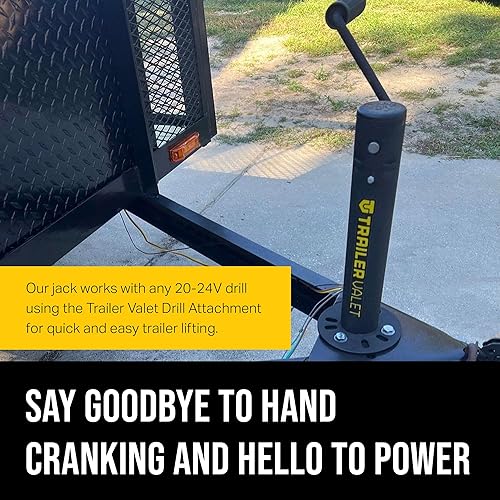 Miniatura 5 de Trailer Valet JX2-C - Gato de remolque montado en el centro con capacidad de 2,000 libras, placa de pie, operación manual y de taladro,