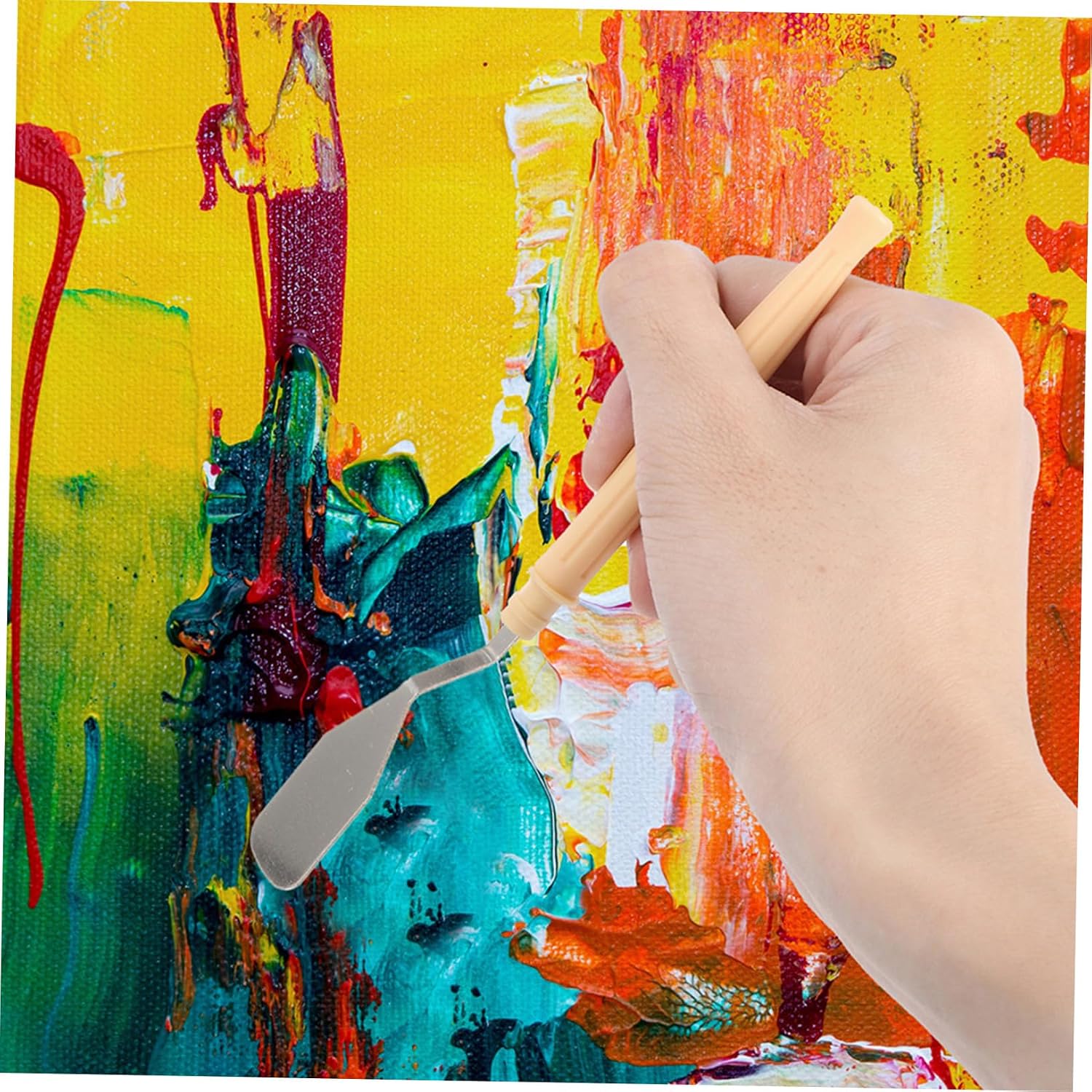 12pcs Plastic Handle Painting Spatula Set for Oil and Acrylic Paint Mixing, Flexible Palette Knives for Canvas Scraping and Art Painting Tools for Artists and Hobbyists