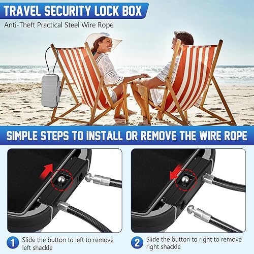 Miniatura 5 de Caja de seguridad portátil de viaje con combinación de 4 dígitos, mini caja de seguridad antirrobo, caja de seguridad para playa, impermeable,