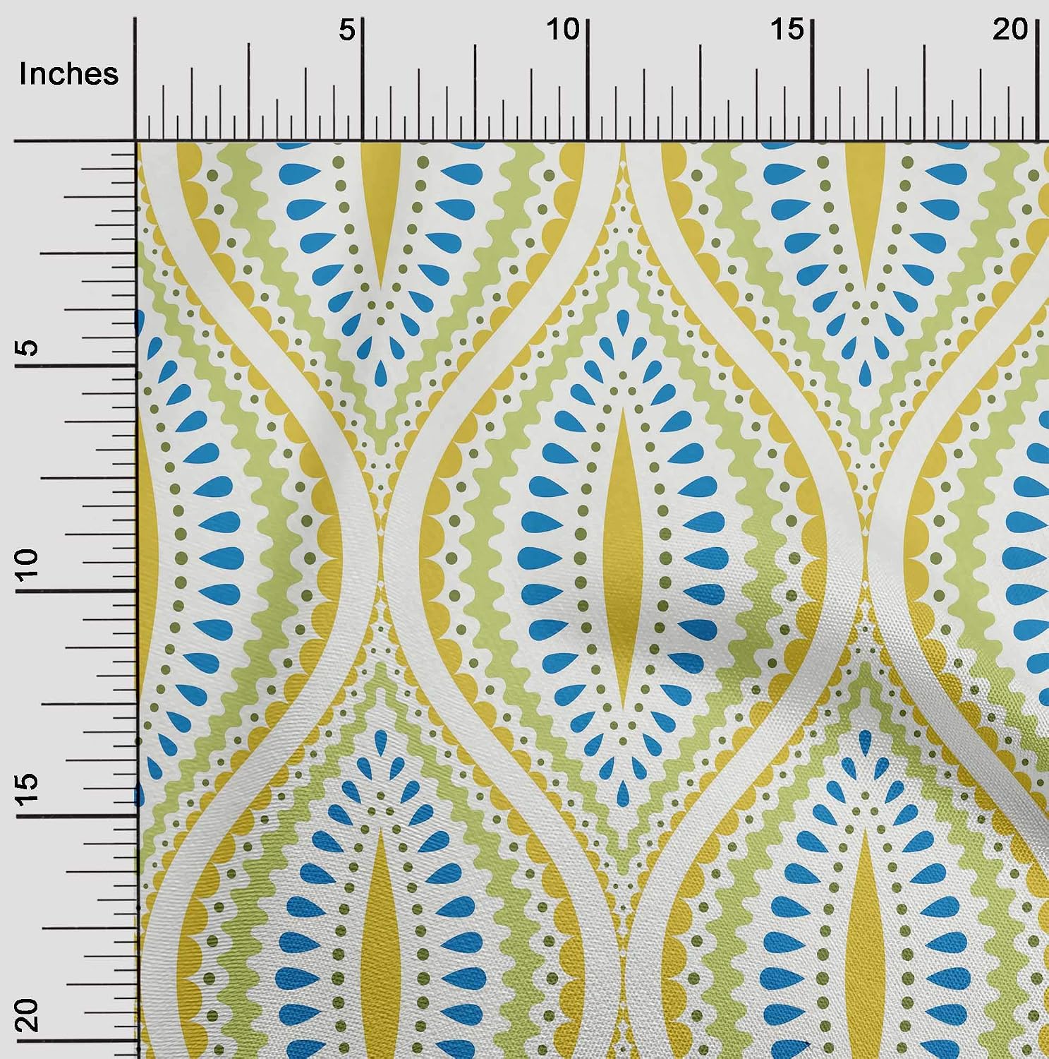 oneOone Cotton Flex Medium Blue Fabric Ogee Damask Sewing Fabric By The Yard Printed DIY Clothing Sewing Supplies 40 Inch Wide