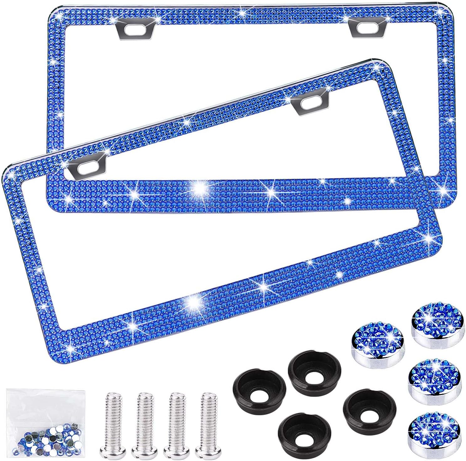 Bling License Plate Frame iGreely 2Pack Sparkly