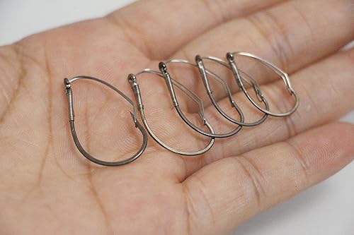 Miniatura 4 de 10 piezascaja de ganchos de gusano sin malas hierbas, gancho de pesca loco para pesca de lubina 4#, 2#, 1#, 10, 20