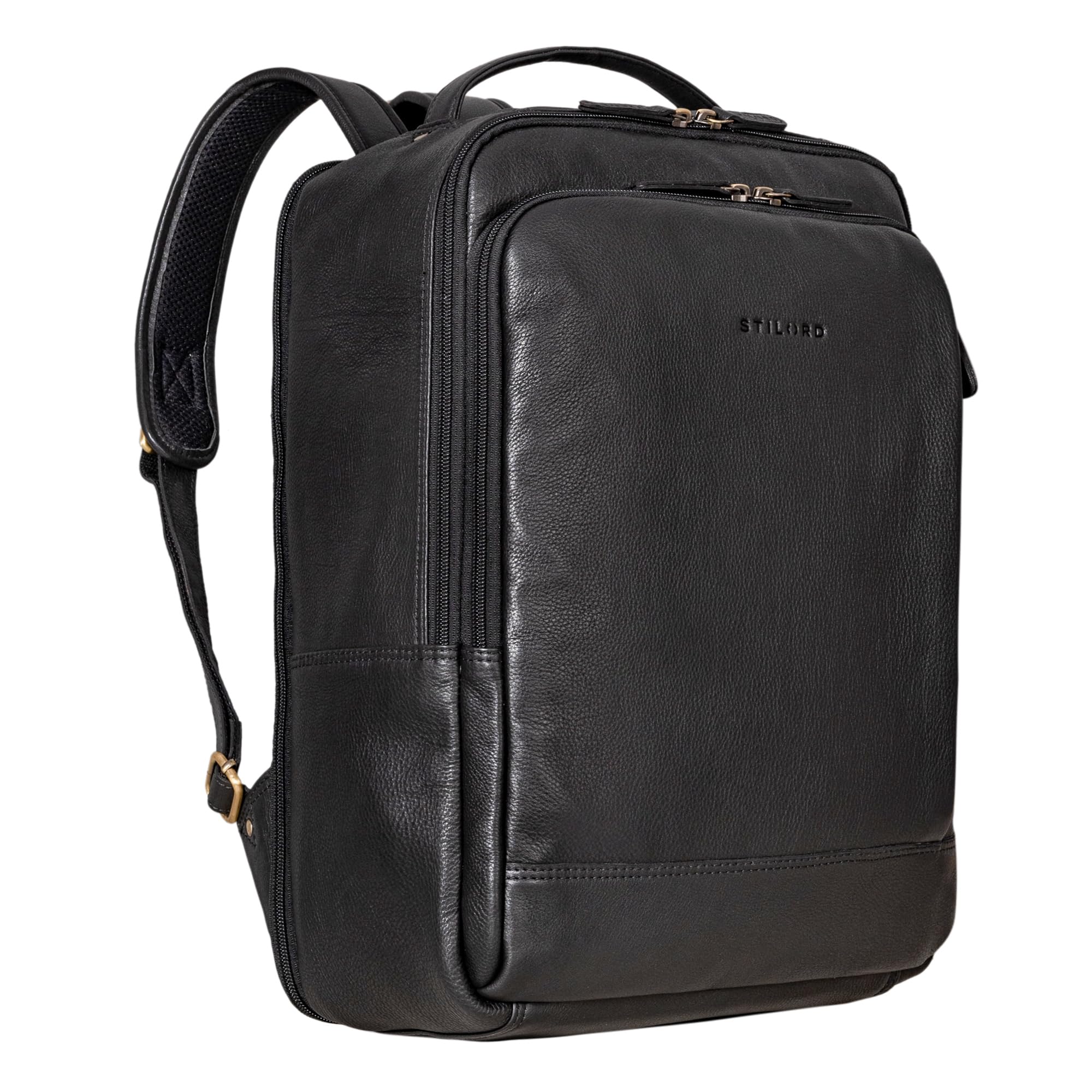 STILORD 'Beck' Zaino Uomo Pelle per laptop fino 16 pollici Grande Daypack Vintage Zaini Studenti Uni Business e Città, Colore:nero