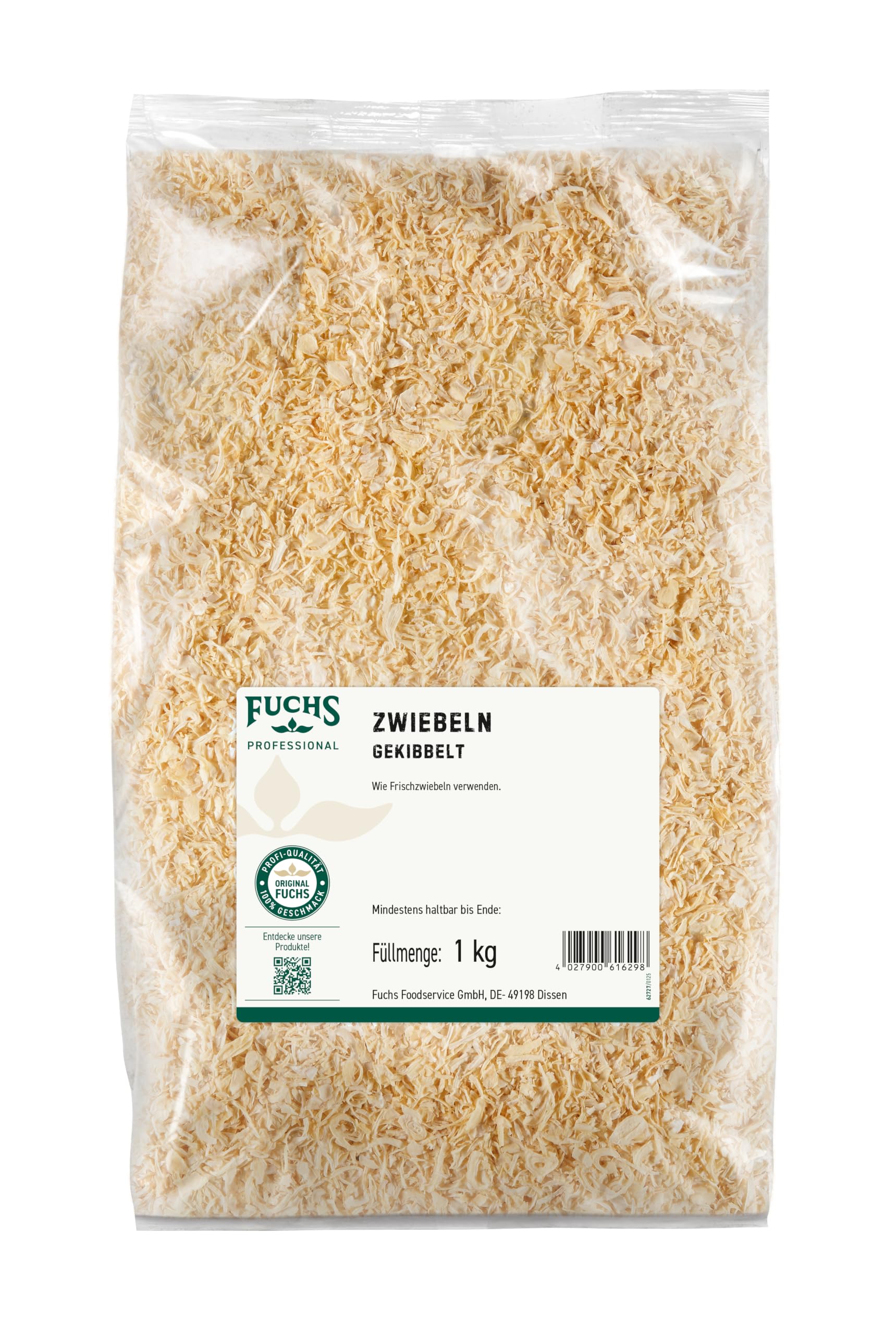 Fuchs Professional - Zwiebeln gekibbelt | Zum Würzen von Hackfleischgerichten oder Zwiebelsuppe | 1 kg im großen Beutel